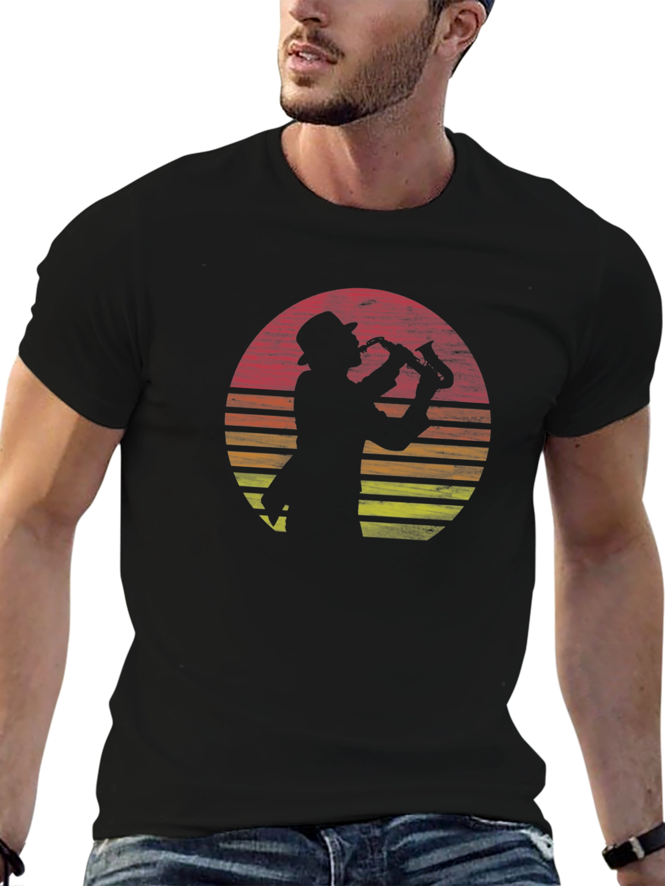 Sax Man Sunset Graphic Tee