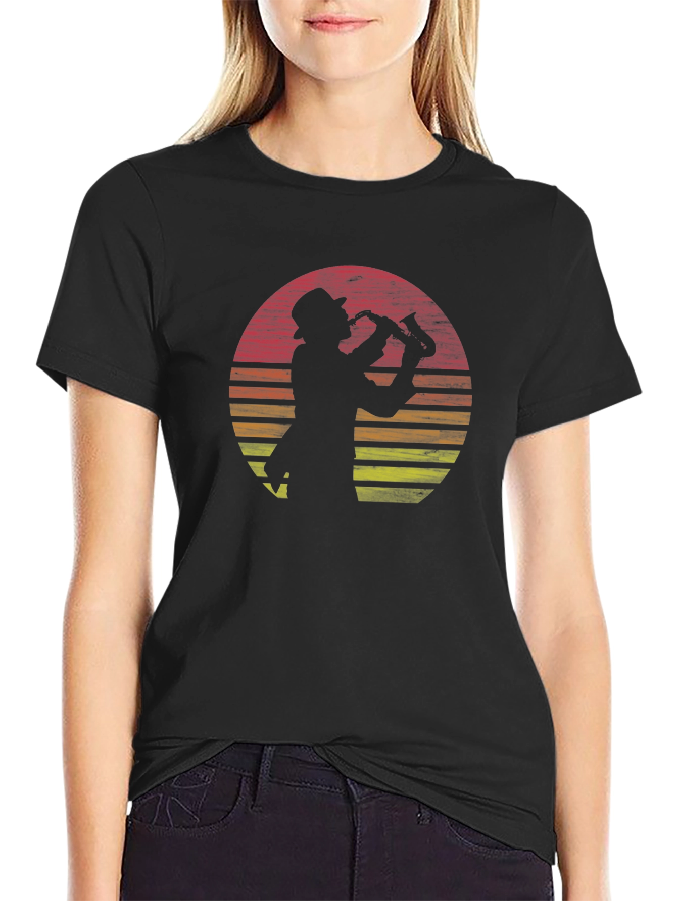 Sax Man Sunset Graphic Tee