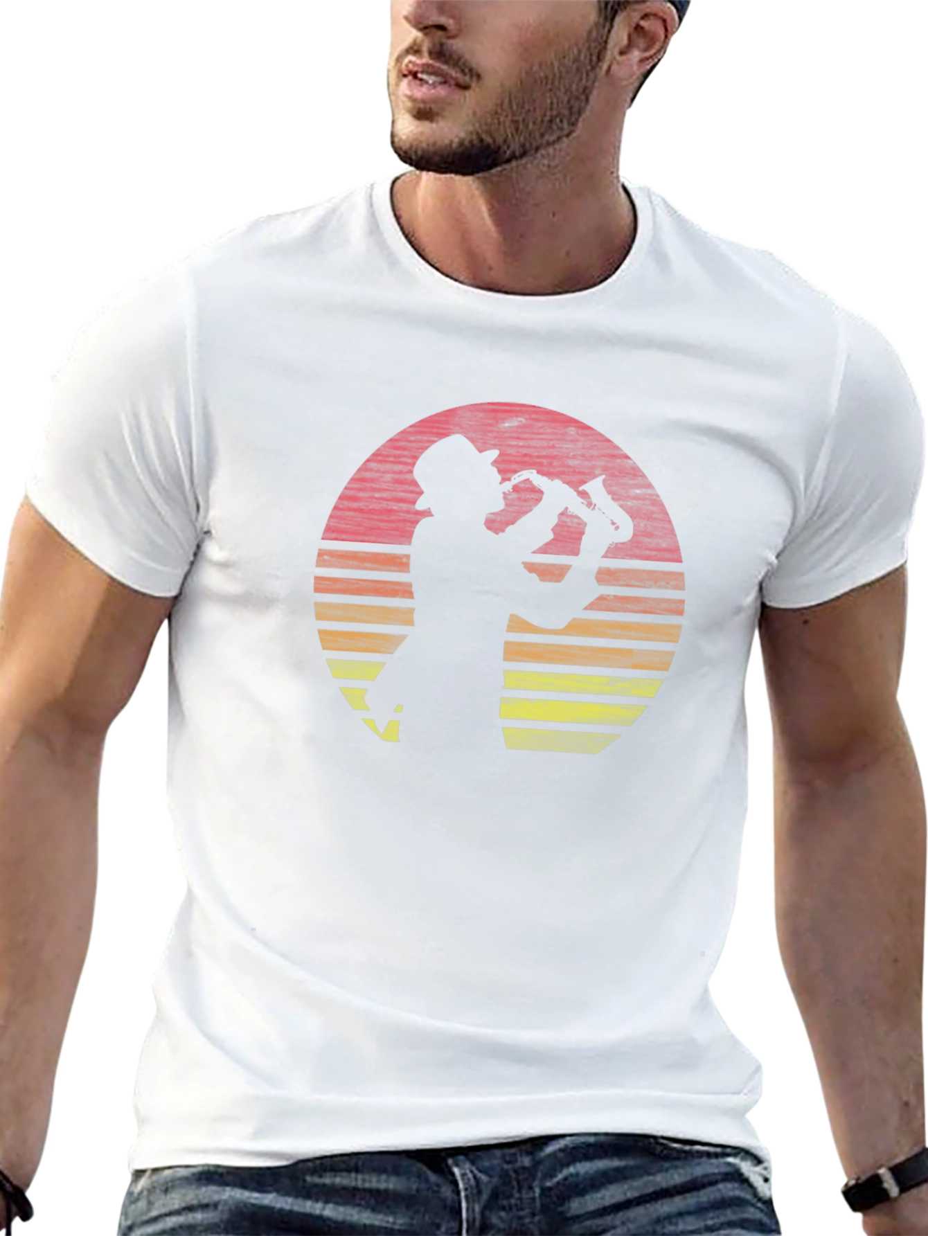 Sax Man Sunset Graphic Tee