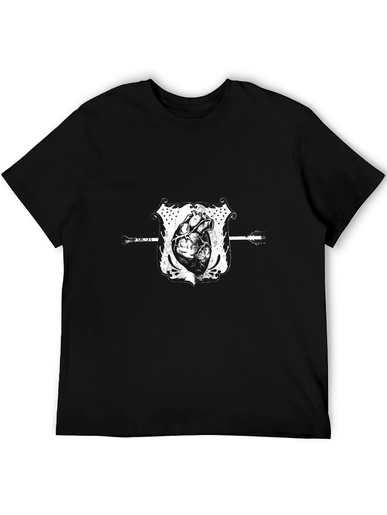 Anatomical Heart & Arrow Black Graphic Tee