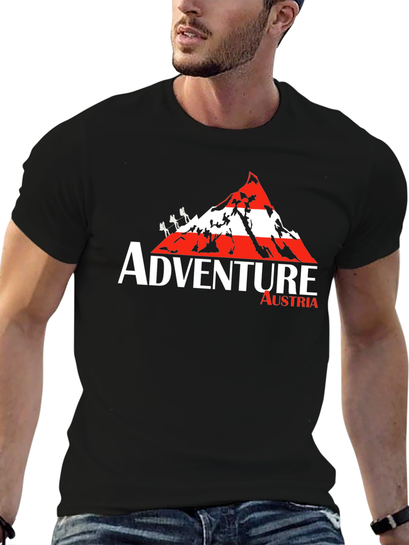 Adventure Austria Graphic Tee | Black Cotton T-Shirt