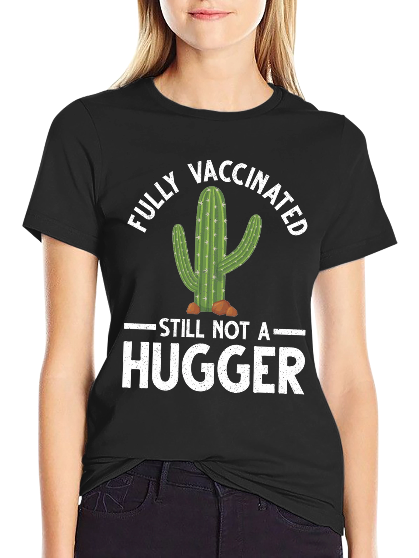 Vaccinated Cactus Graphic Tee - Not A Hugger