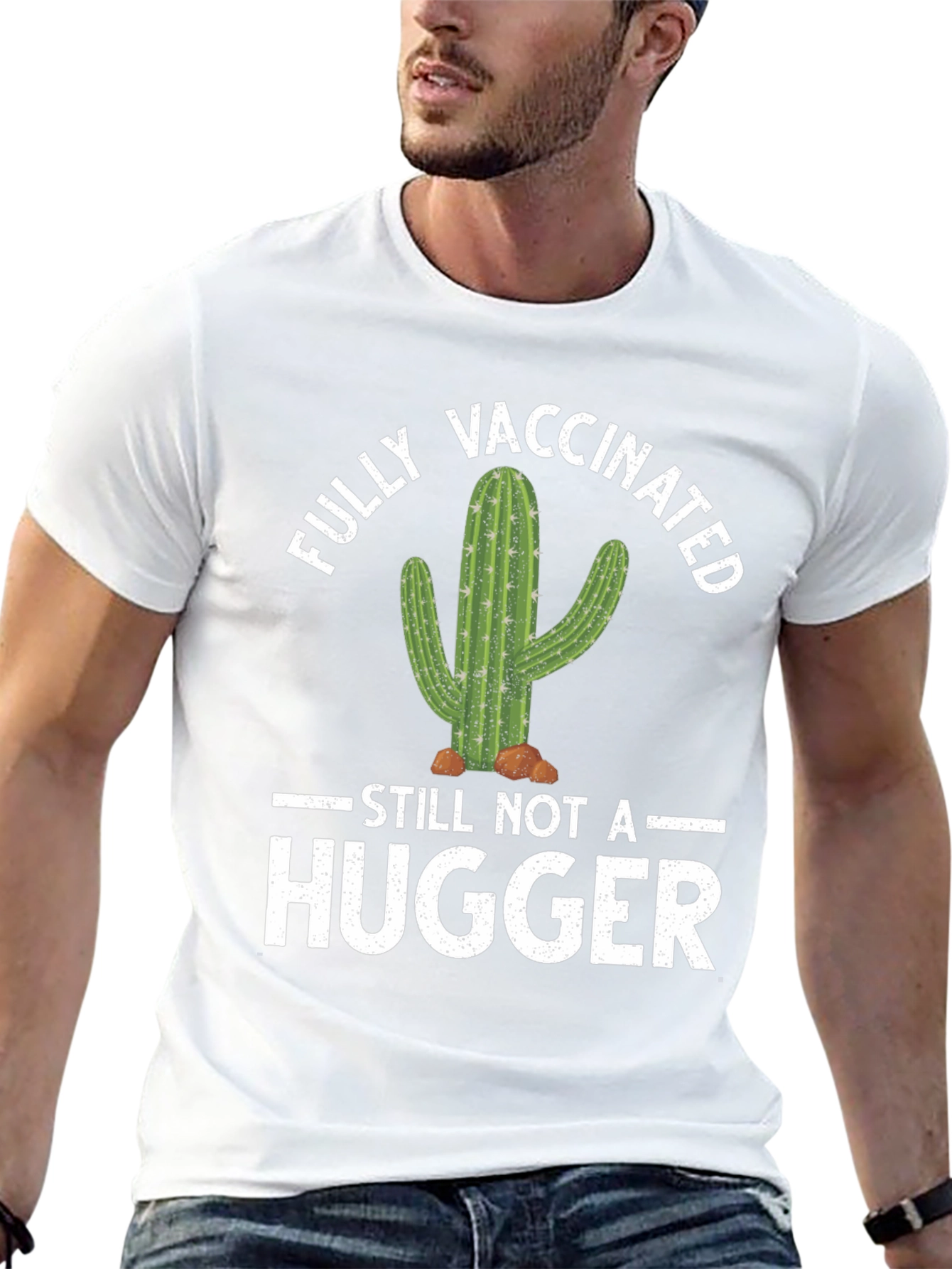 Vaccinated Cactus Graphic Tee - Not A Hugger