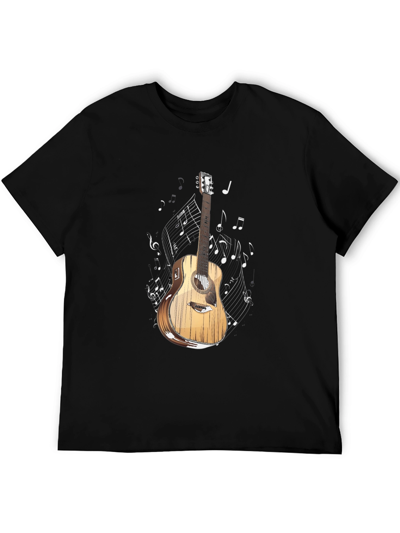 Guitar and Music Notes Graphic T-Shirt