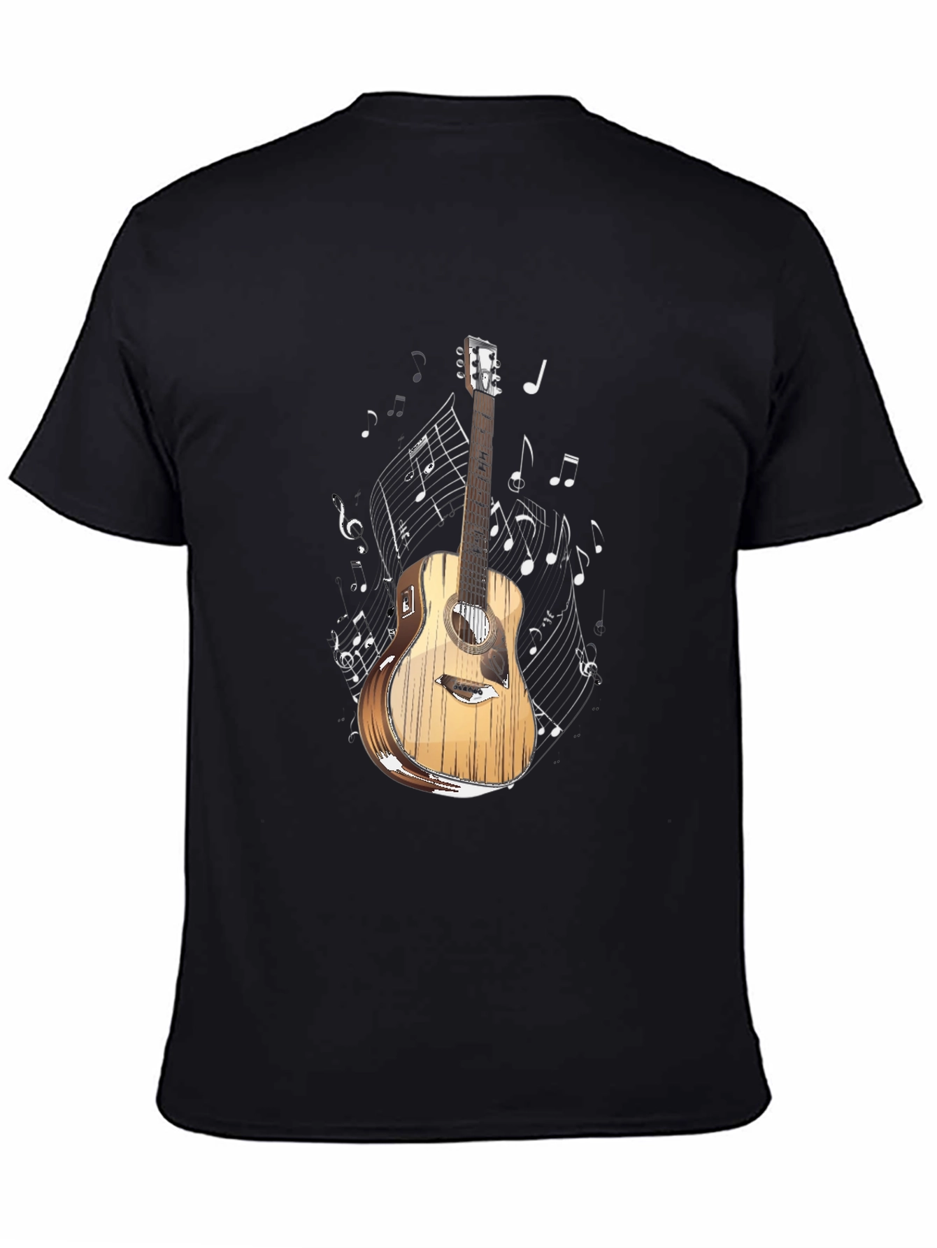 Guitar and Music Notes Graphic T-Shirt