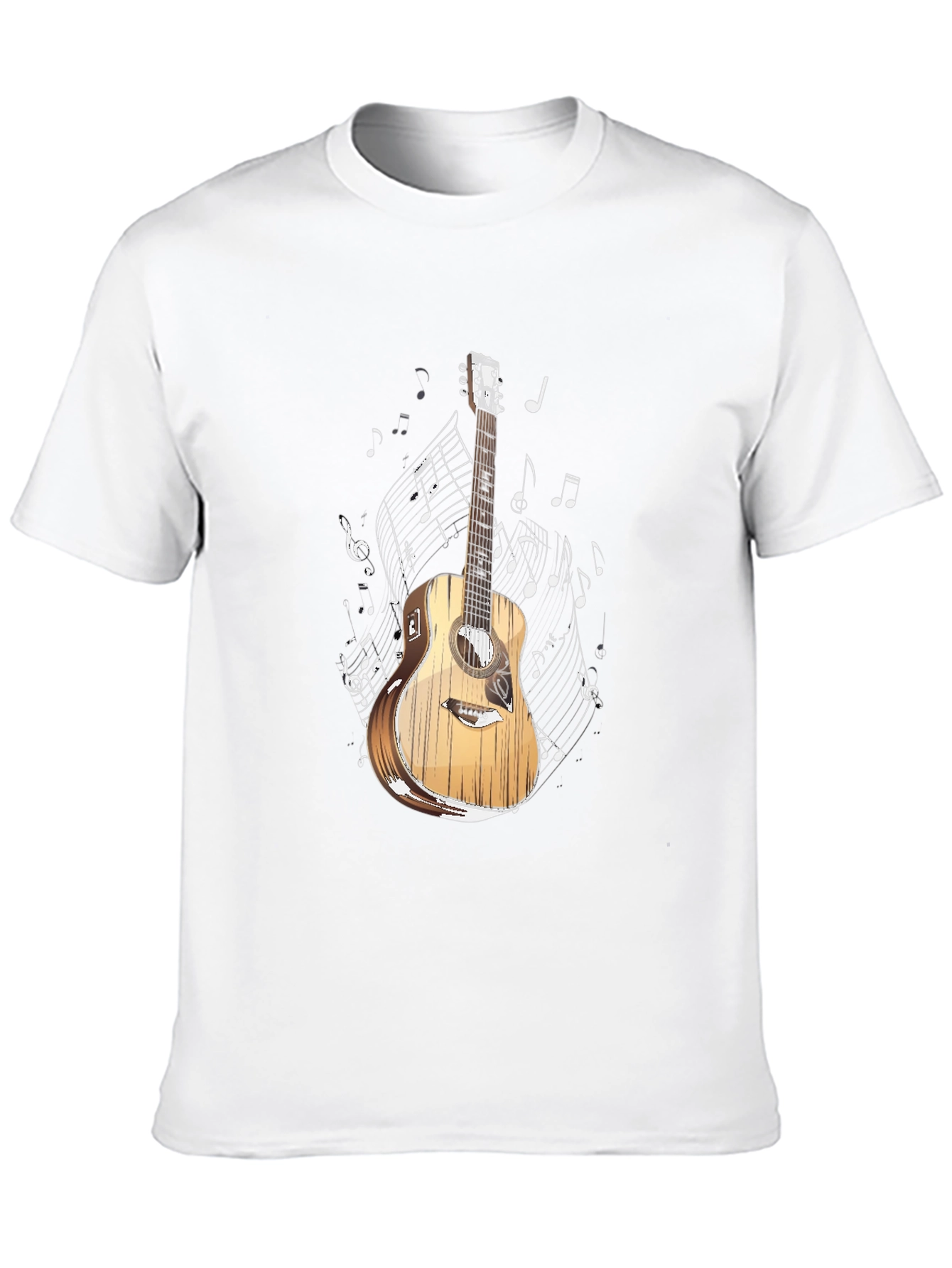 Guitar and Music Notes Graphic T-Shirt