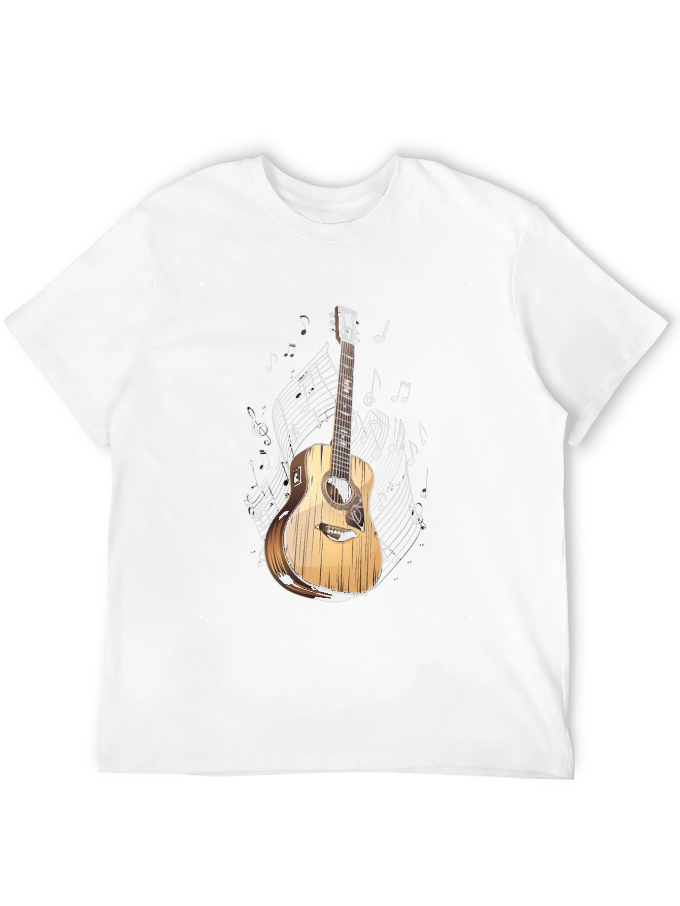 Guitar and Music Notes Graphic T-Shirt