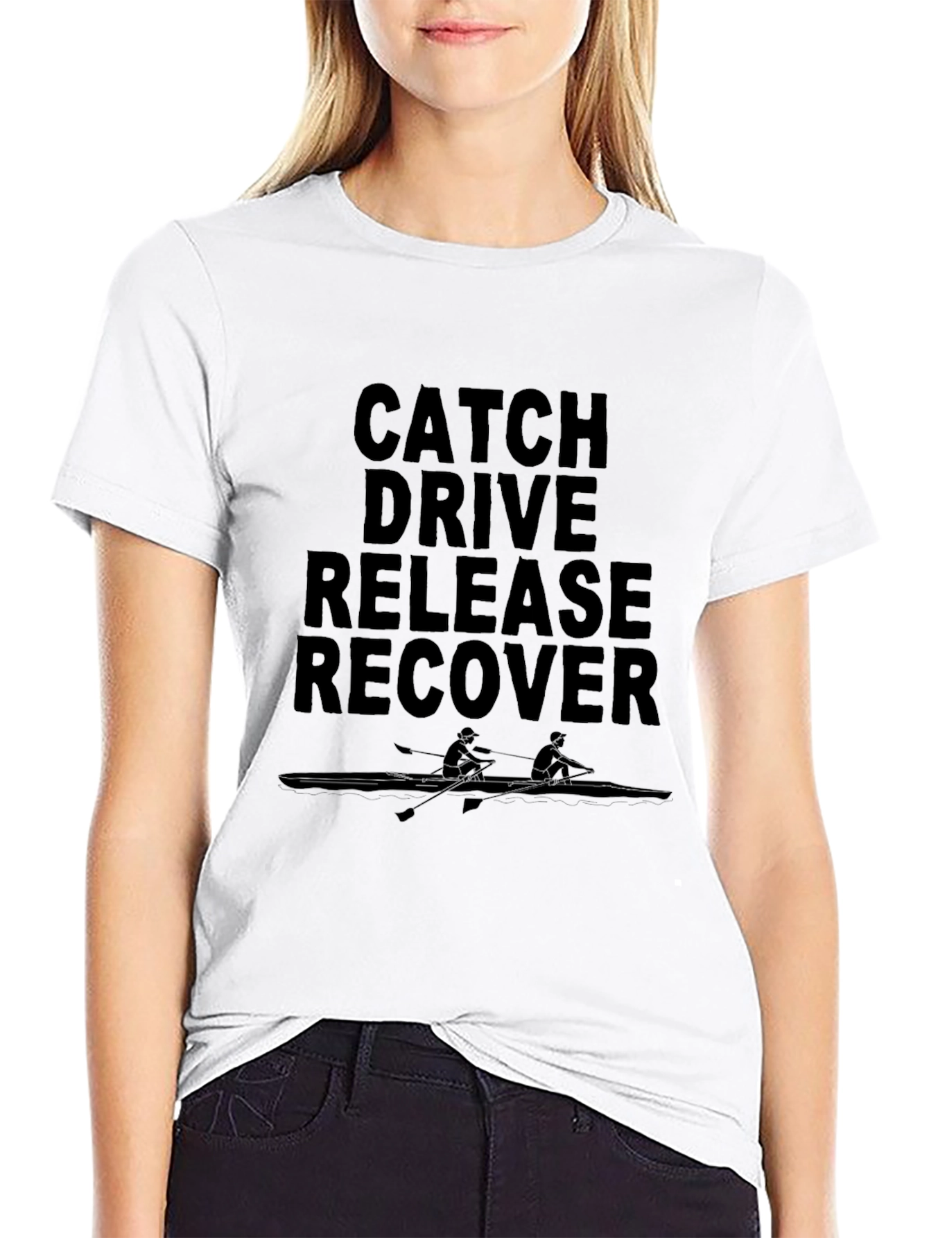 Rowing Catch Drive Release Recover Black T-Shirt