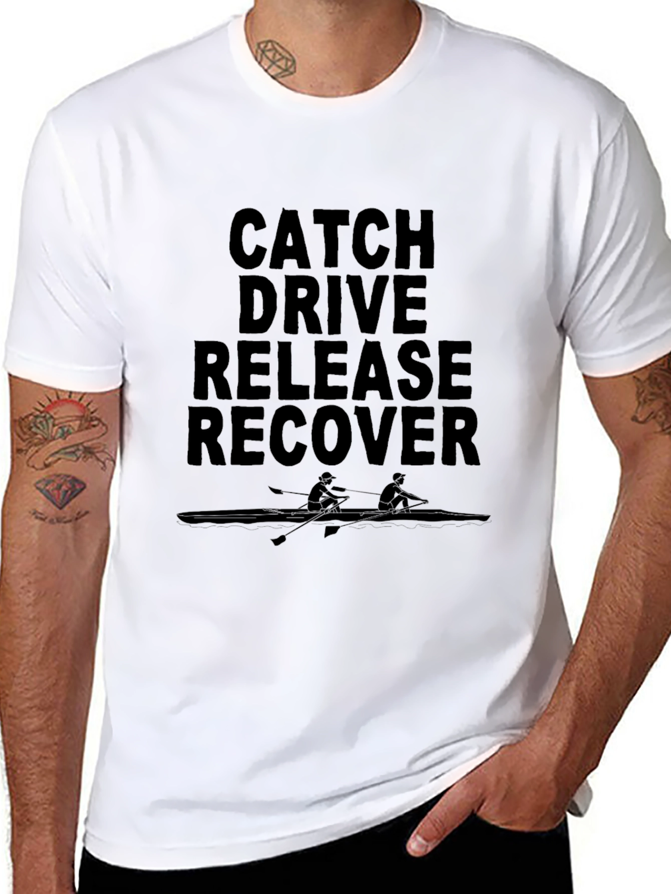 Rowing Catch Drive Release Recover Black T-Shirt