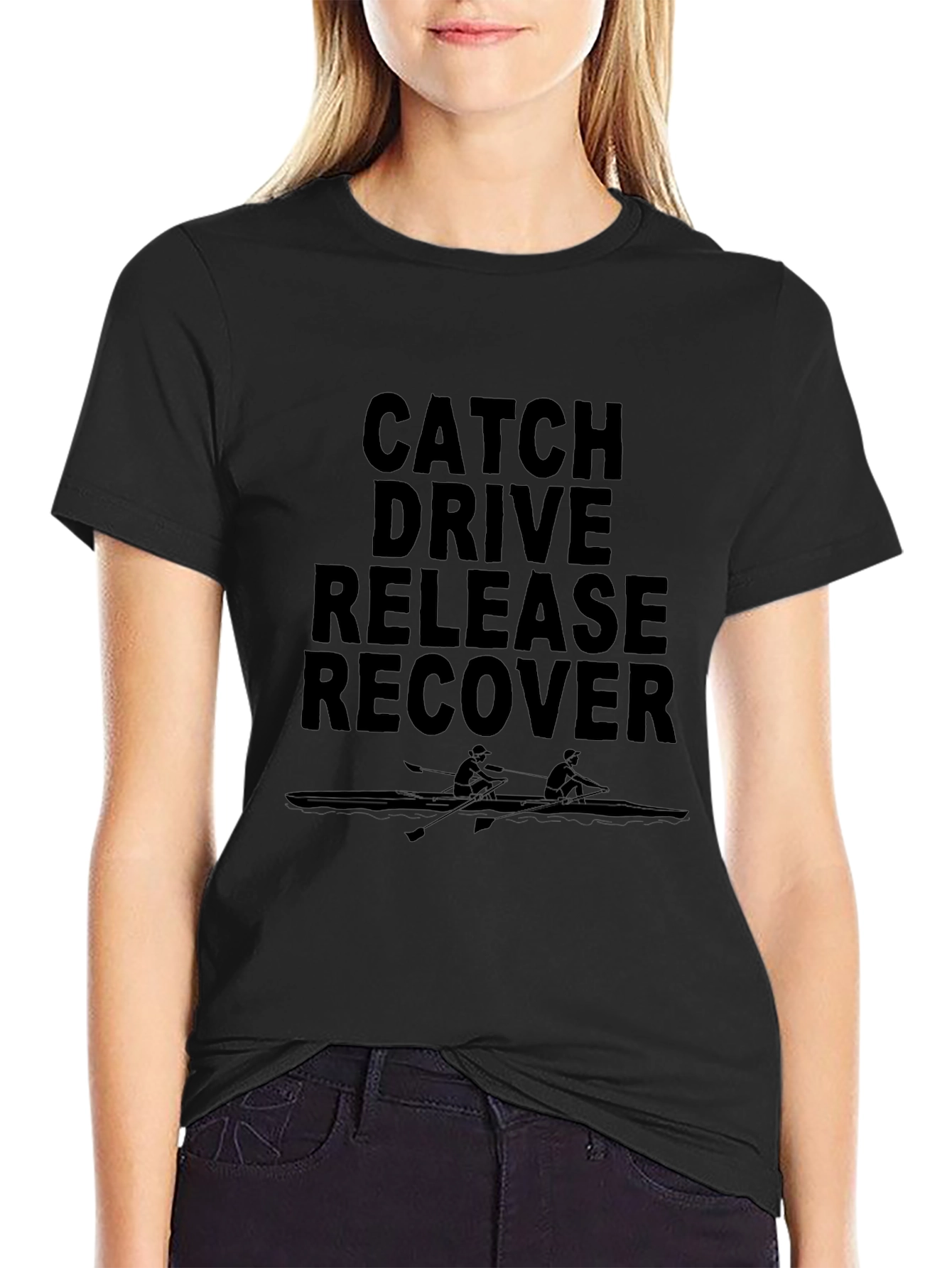 Rowing Catch Drive Release Recover Black T-Shirt