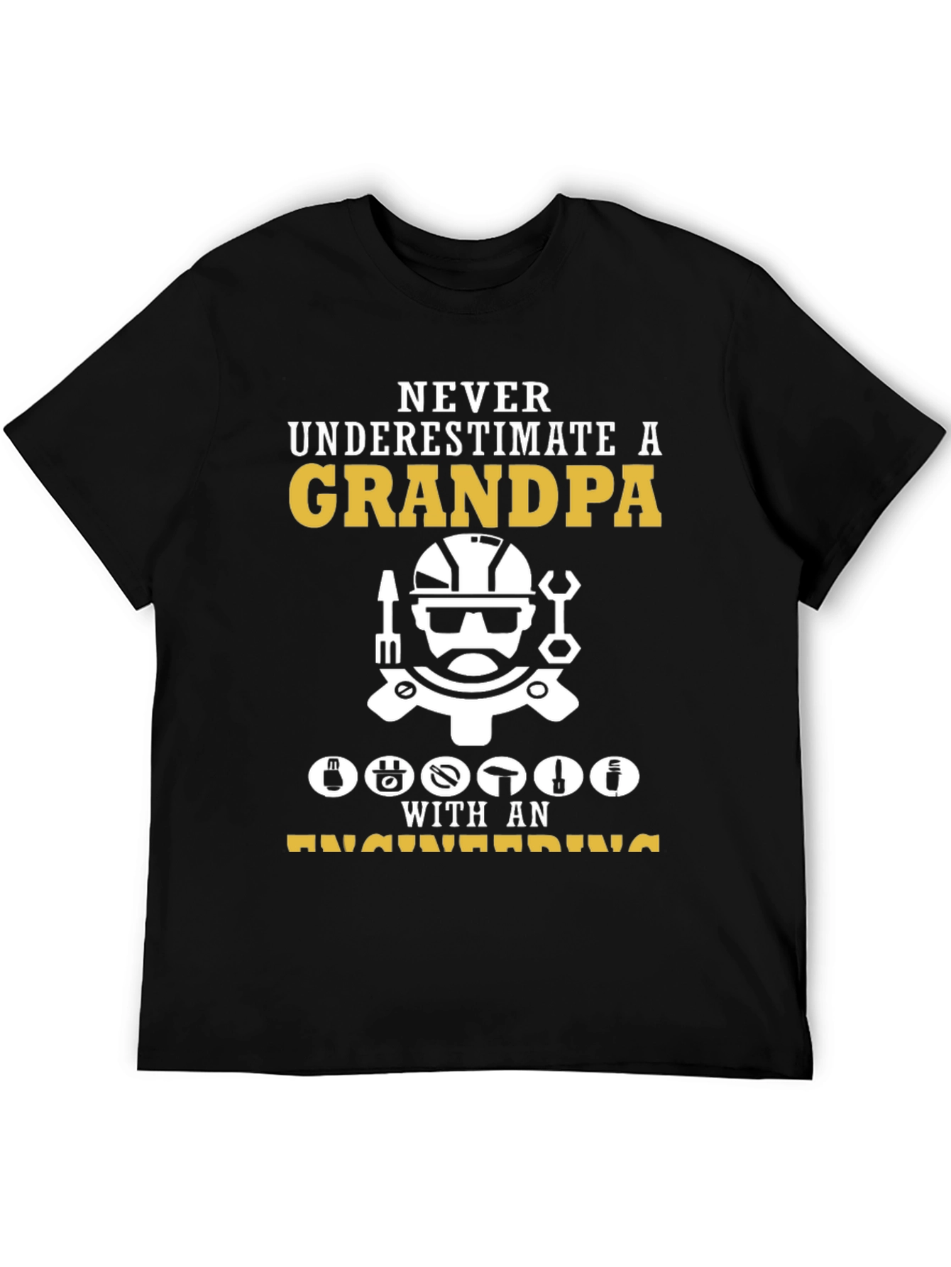 Engineer Grandpa T-Shirt - Black Cotton Blend