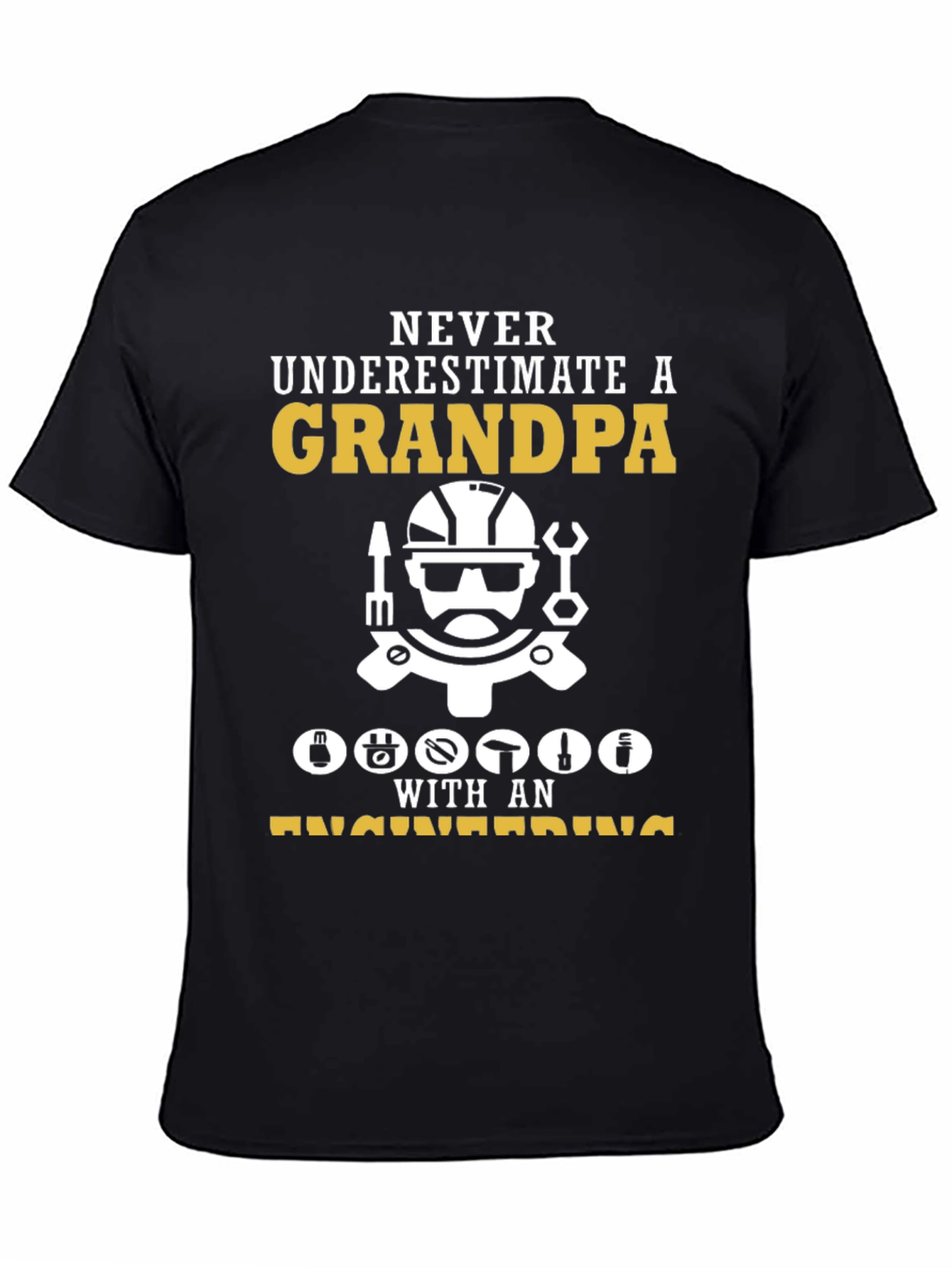 Engineer Grandpa T-Shirt - Black Cotton Blend
