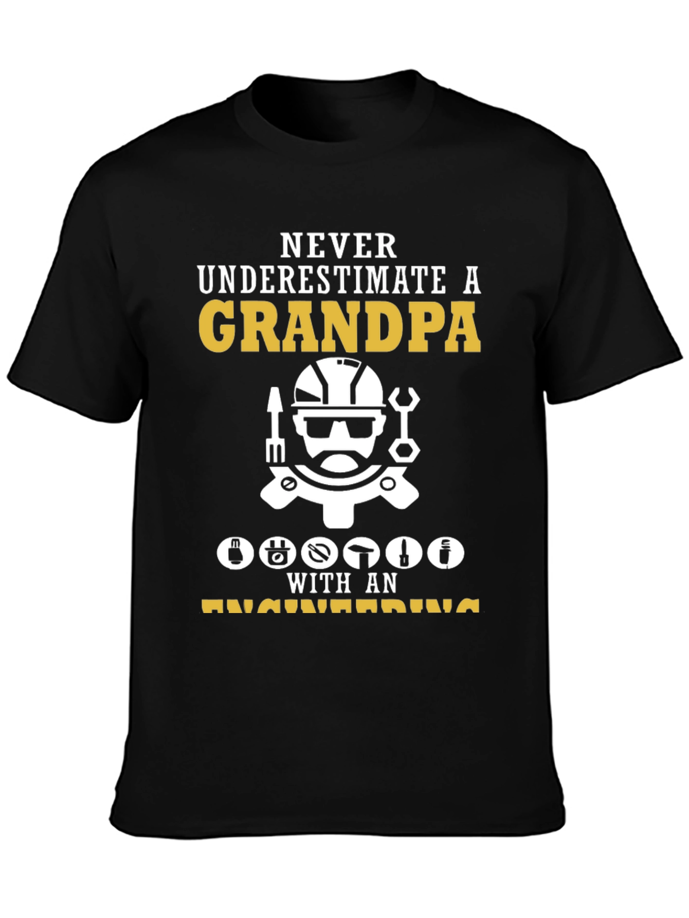 Engineer Grandpa T-Shirt - Black Cotton Blend