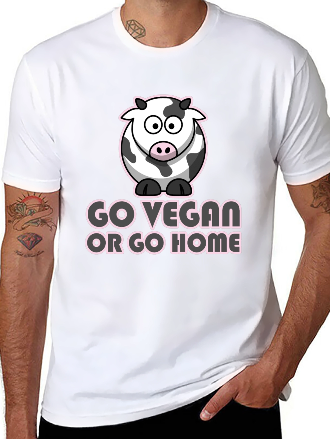 Go Vegan T-Shirt - Cute Cow Design
