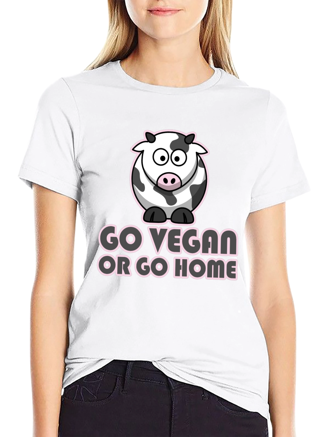 Go Vegan T-Shirt - Cute Cow Design