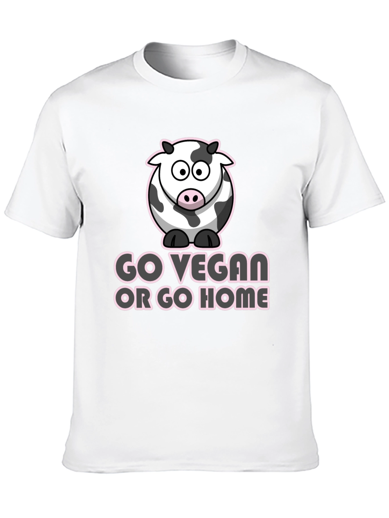 Go Vegan T-Shirt - Cute Cow Design