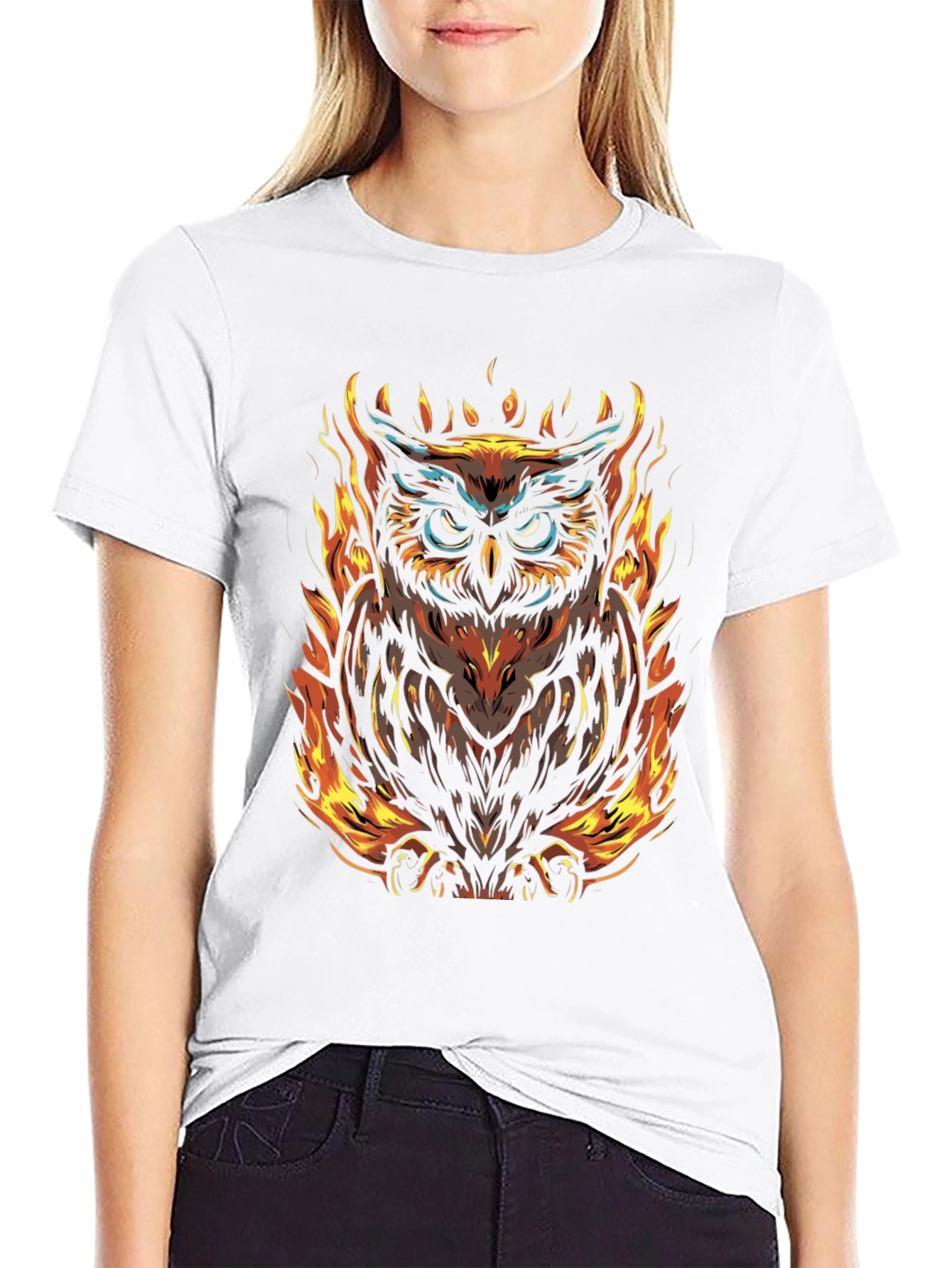 Fiery Owl Graphic Tee - Mens Black T-Shirt