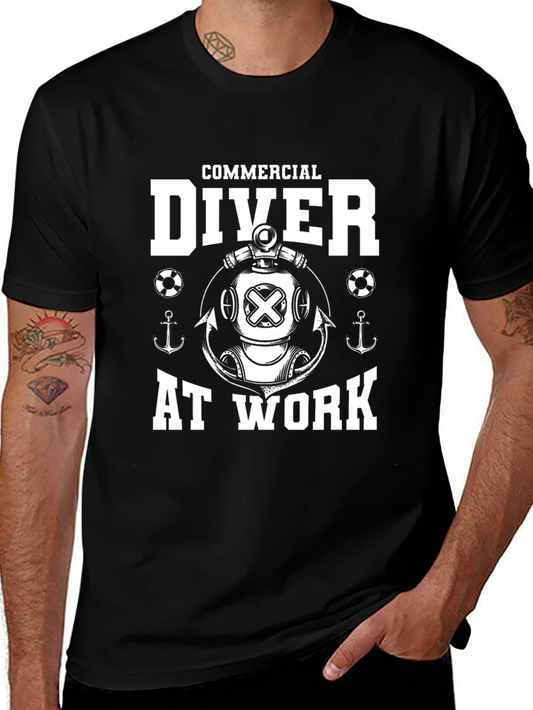 Commercial Diver At Work Graphic Tee - Premium Black T-Shirt