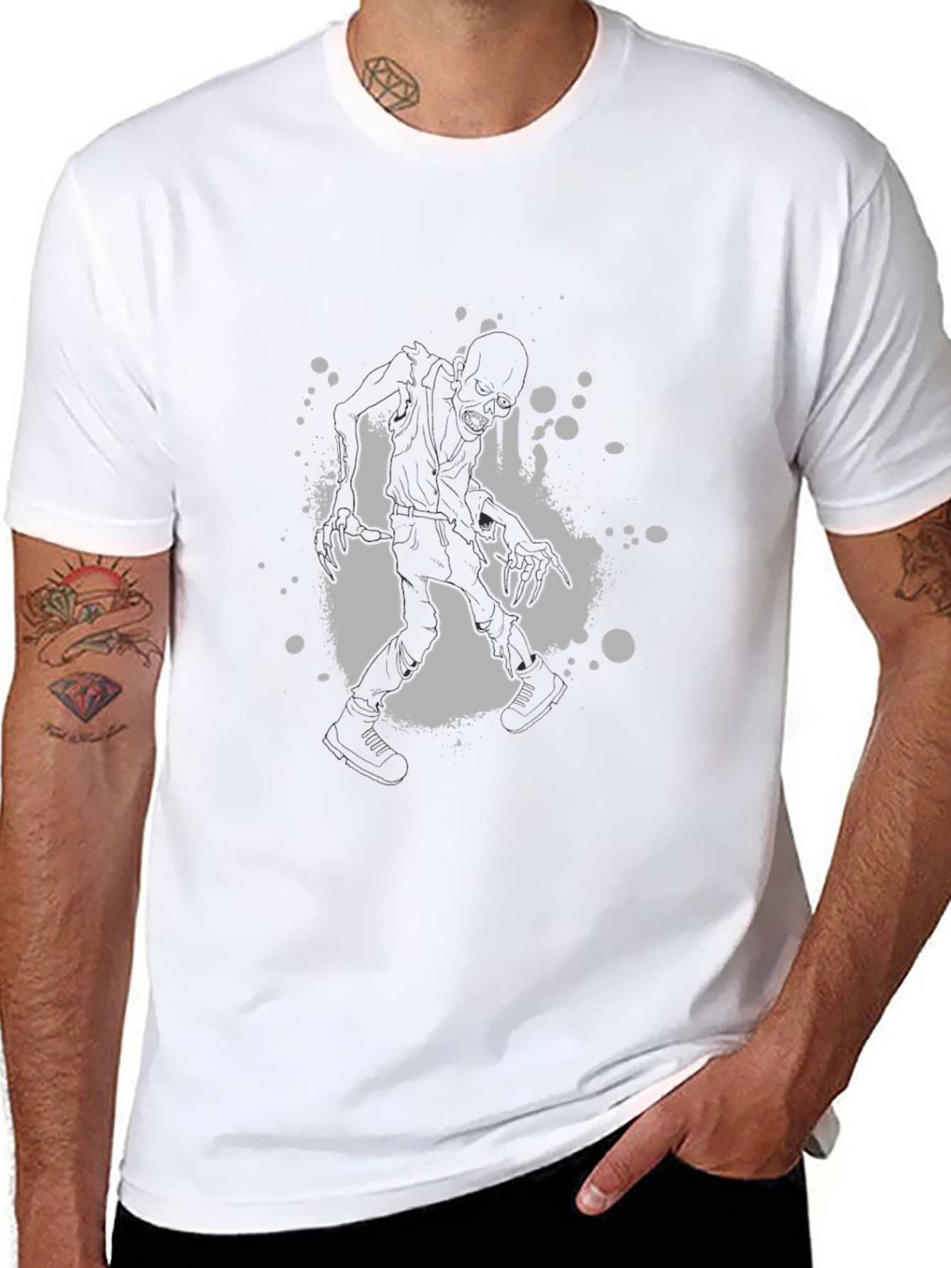 Zombie Silhouette Graphic Black T-Shirt