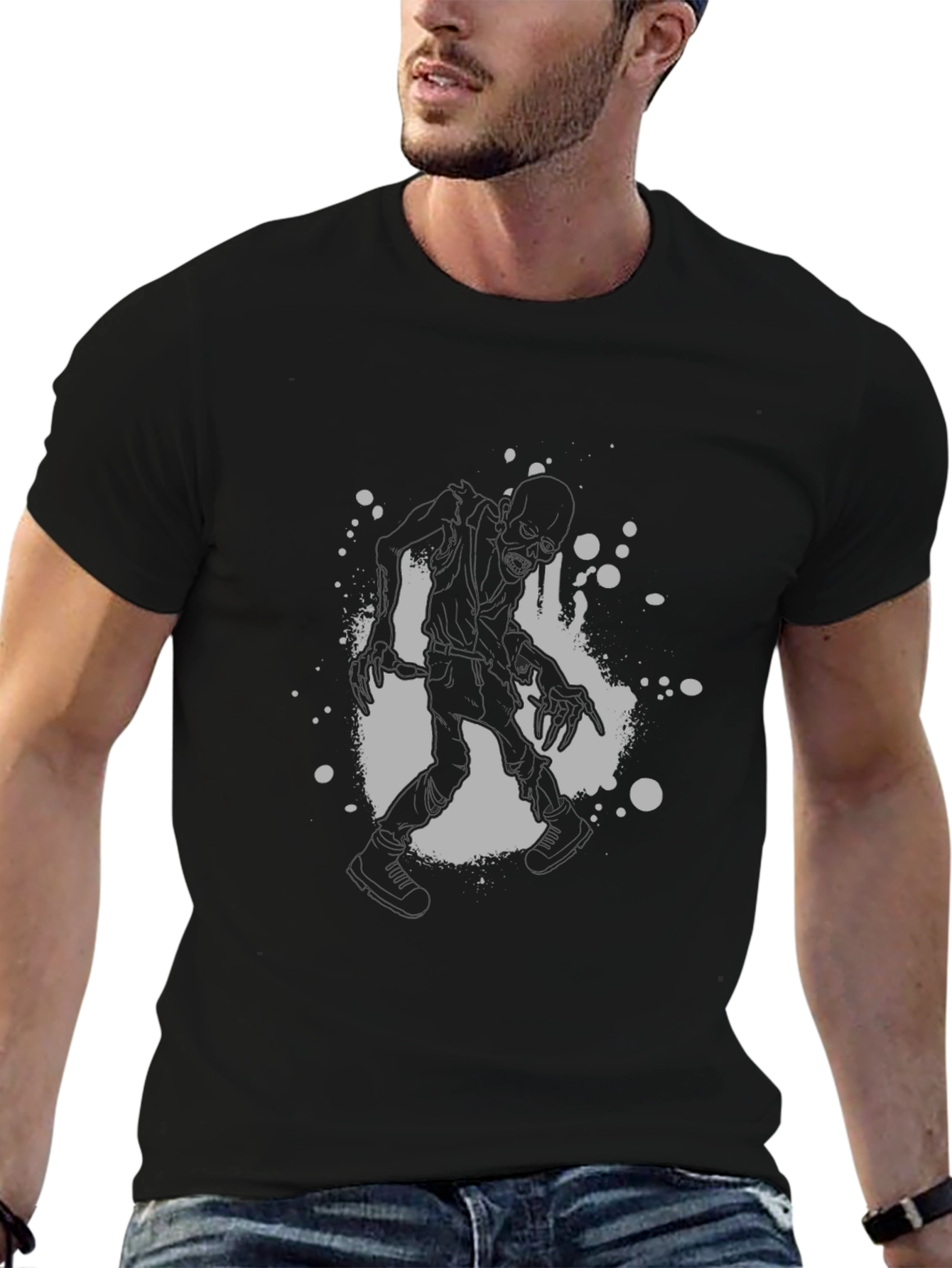 Zombie Silhouette Graphic Black T-Shirt