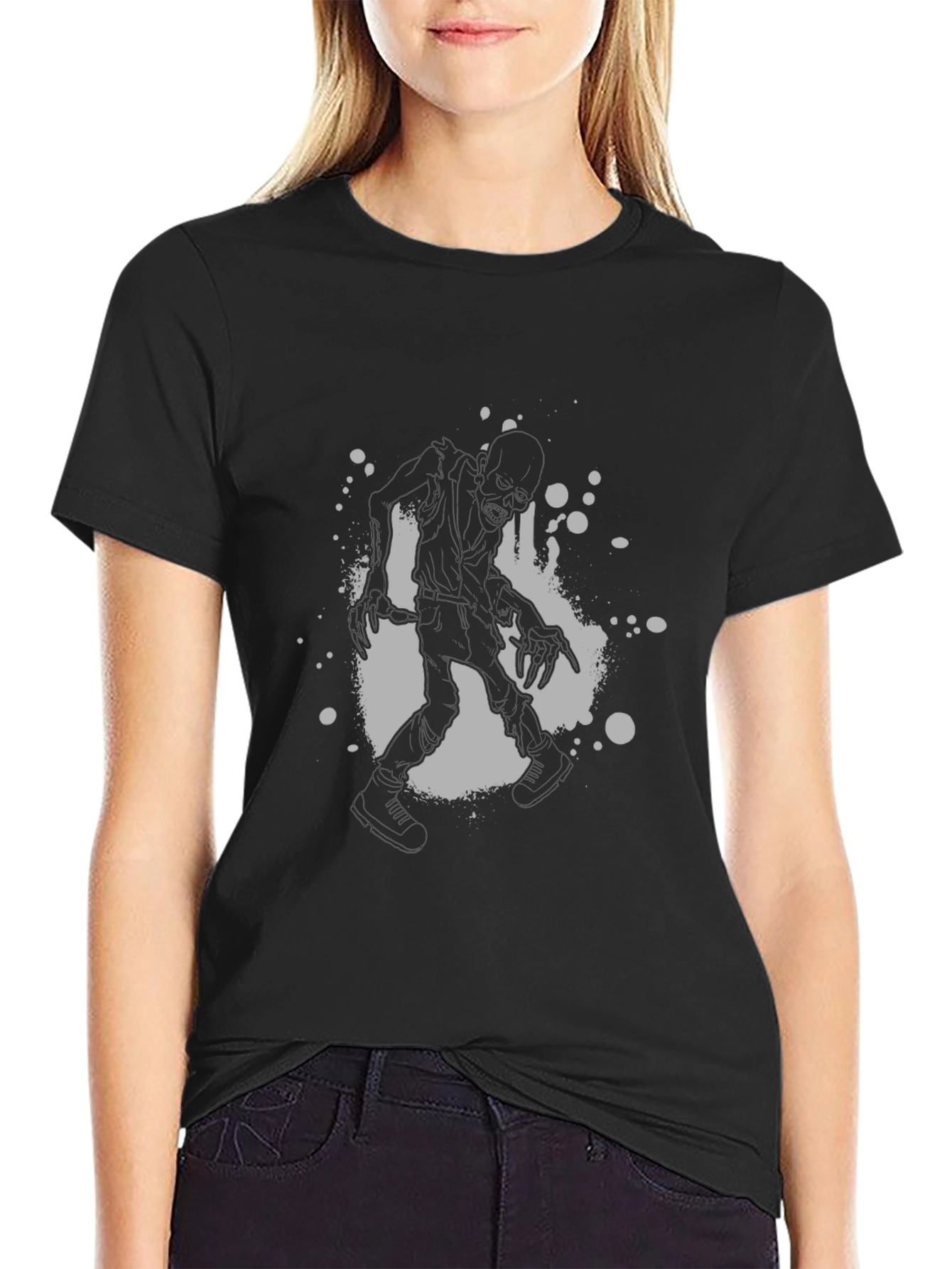 Zombie Silhouette Graphic Black T-Shirt
