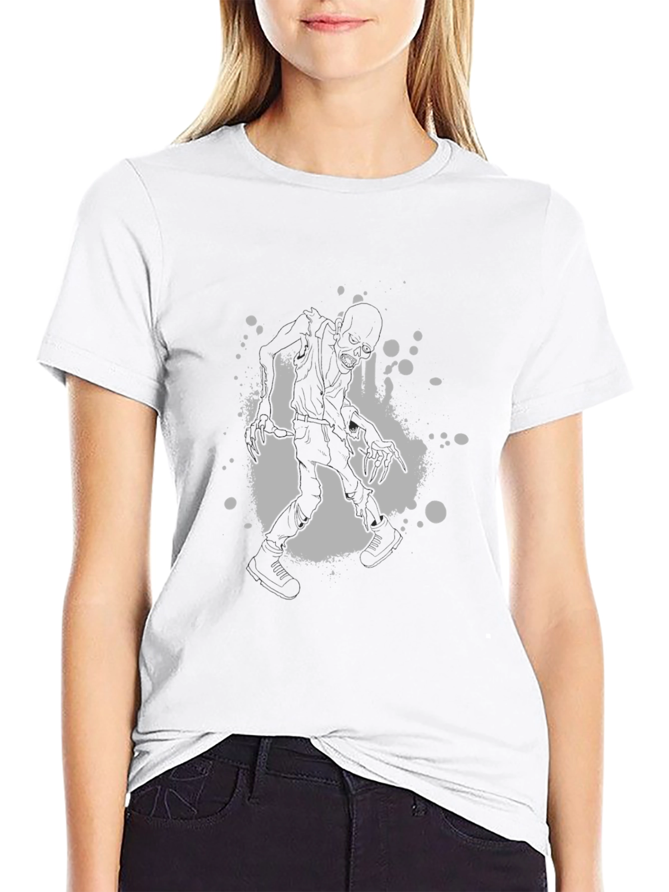 Zombie Silhouette Graphic Black T-Shirt