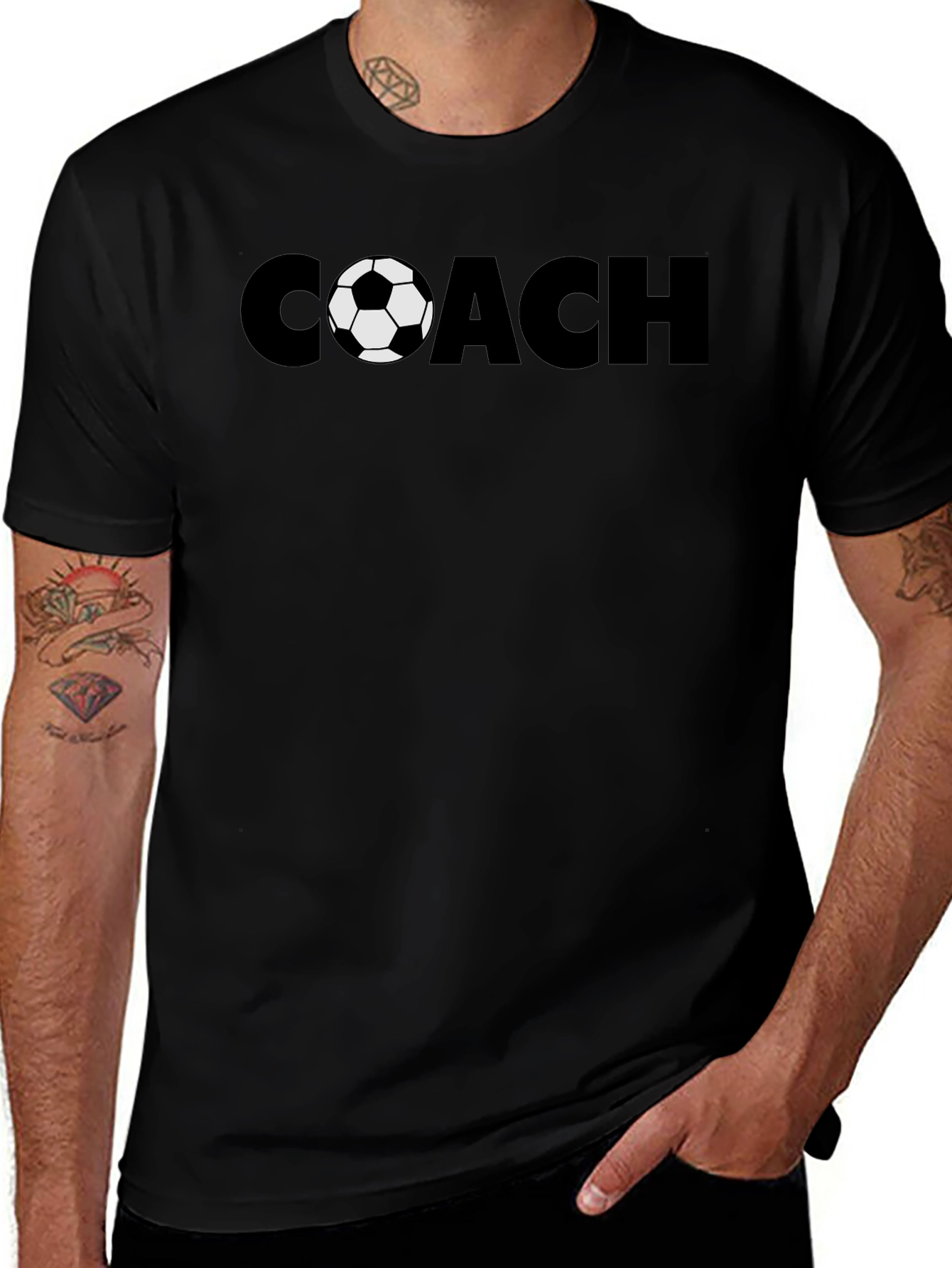 Soccer Coach Graphic Tee - Black Cotton T-Shirt