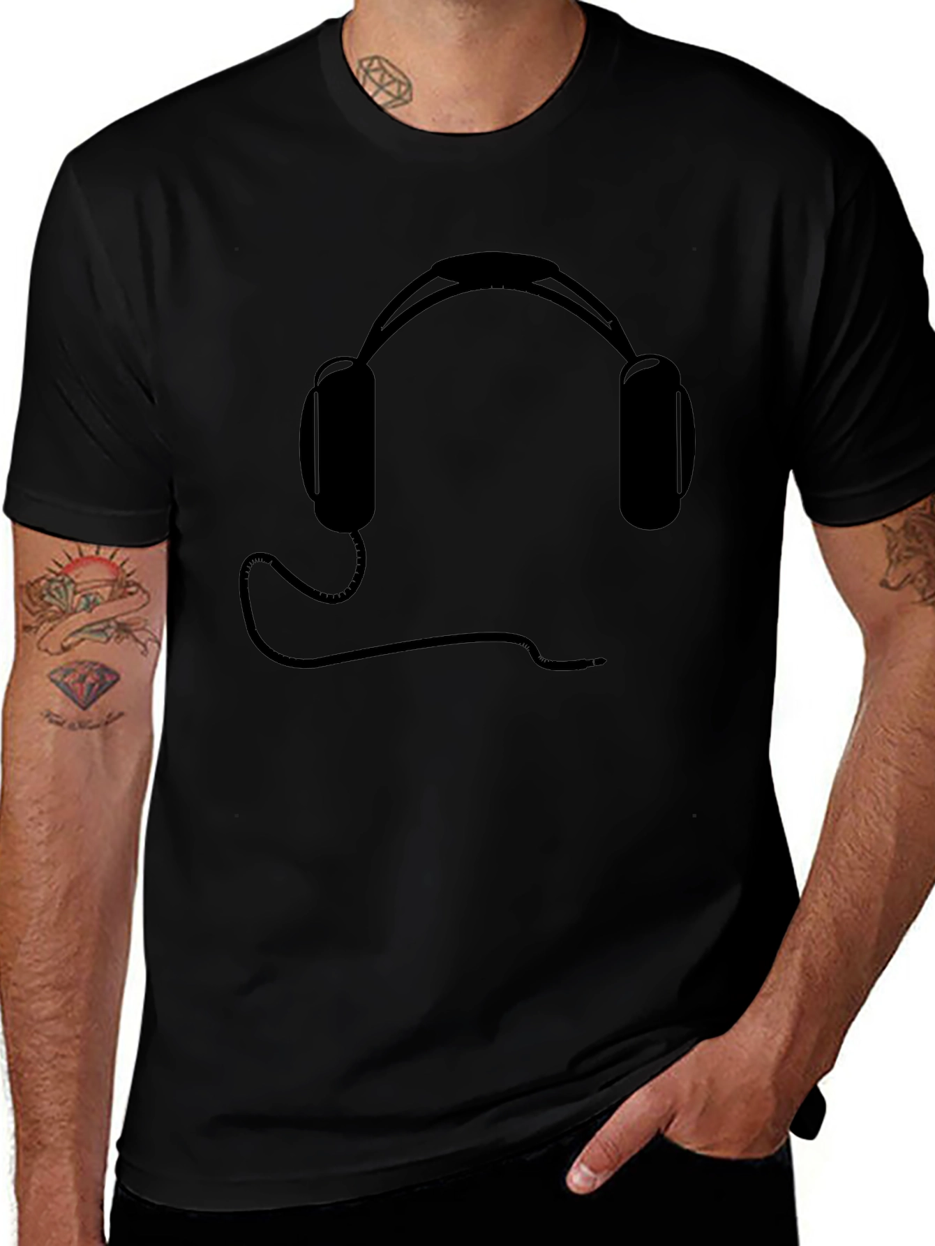 Cool Headphones Graphic Tee - Black