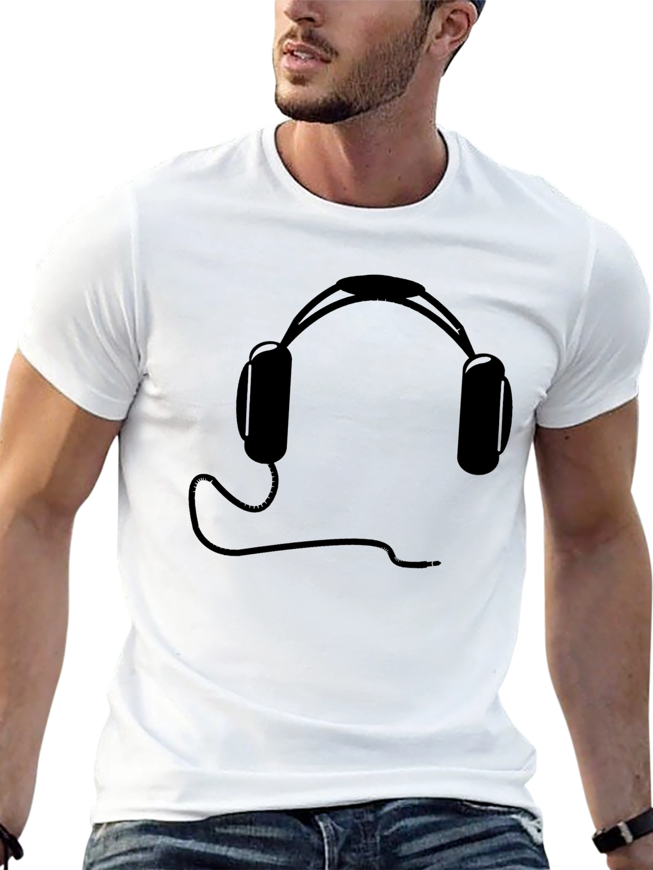 Cool Headphones Graphic Tee - Black