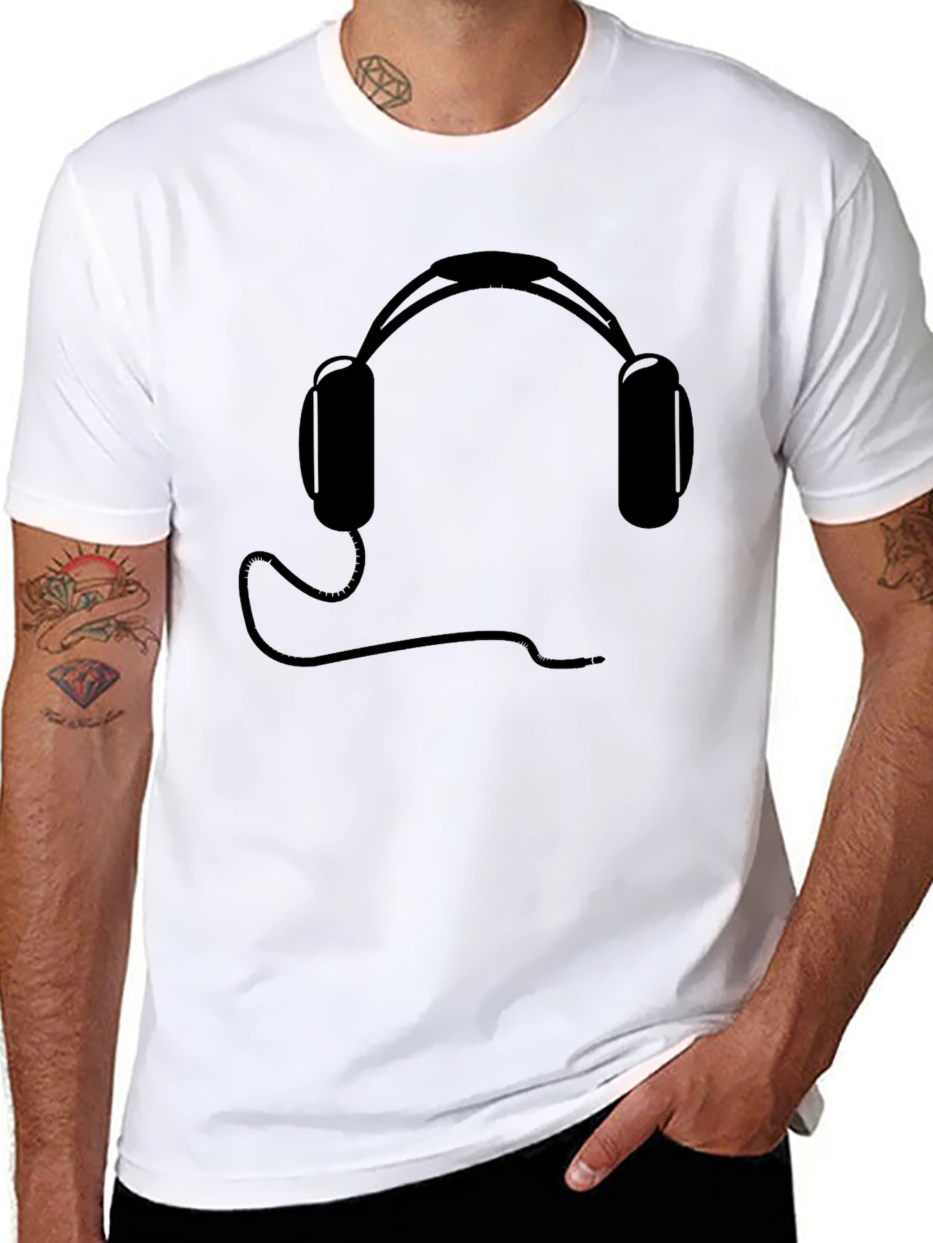 Cool Headphones Graphic Tee - Black