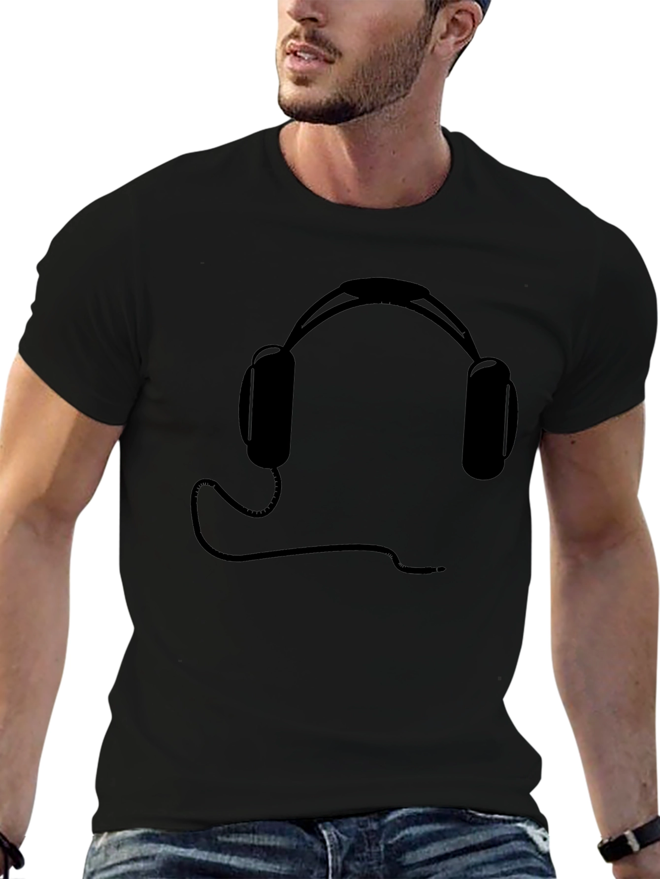 Cool Headphones Graphic Tee - Black