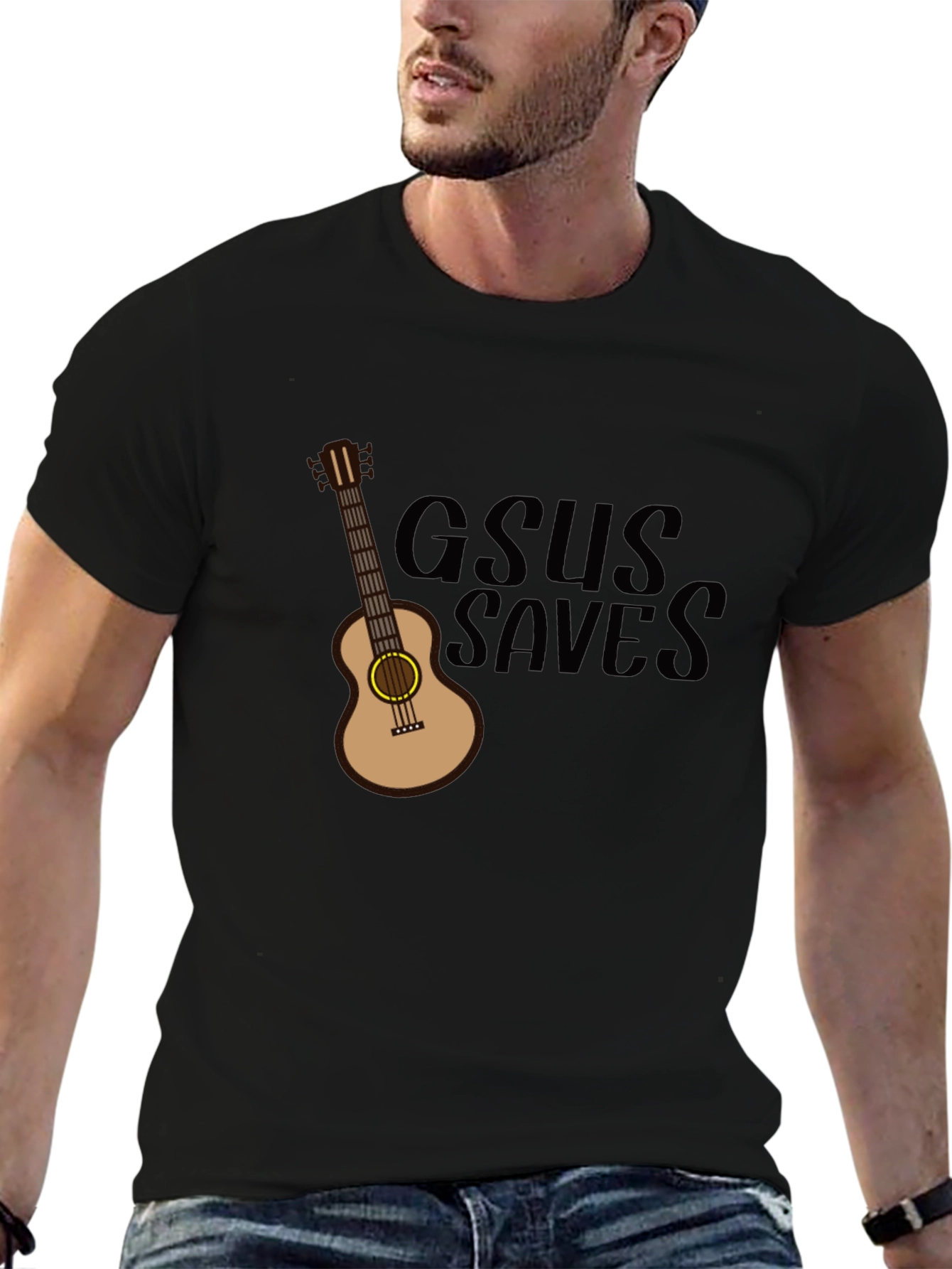 GSUS Saves Guitar Graphic Tee - Black