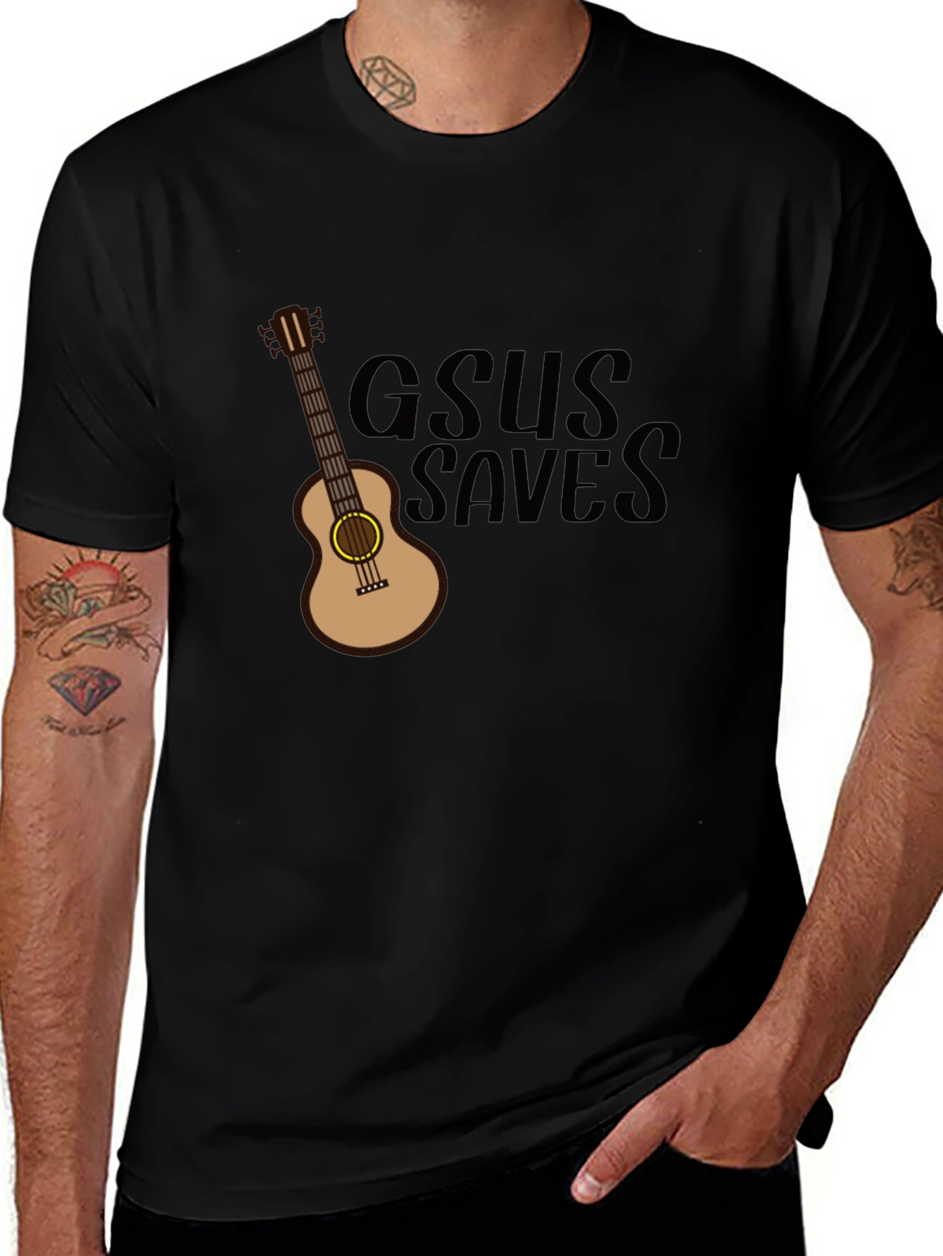 GSUS Saves Guitar Graphic Tee - Black