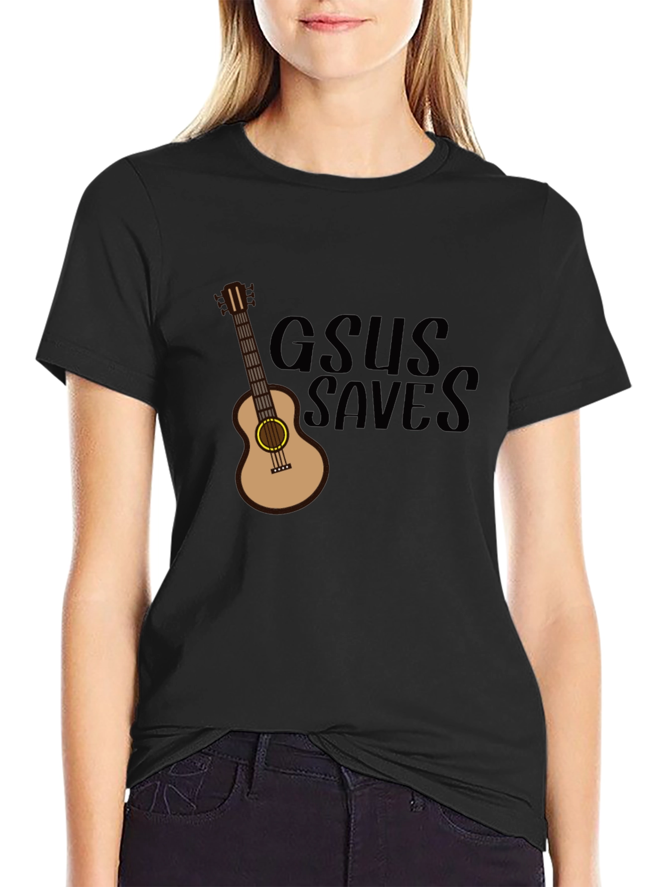 GSUS Saves Guitar Graphic Tee - Black