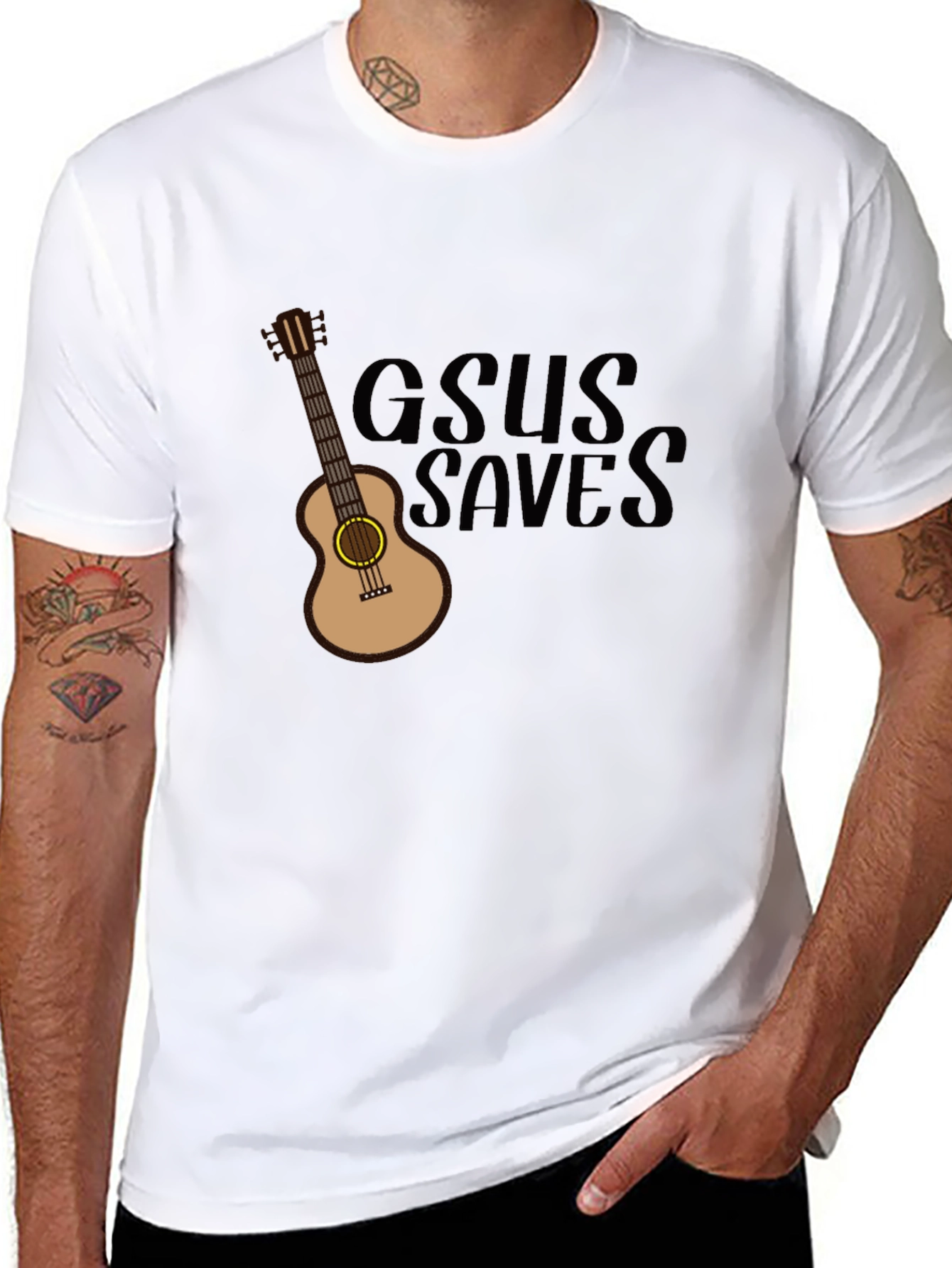 GSUS Saves Guitar Graphic Tee - Black