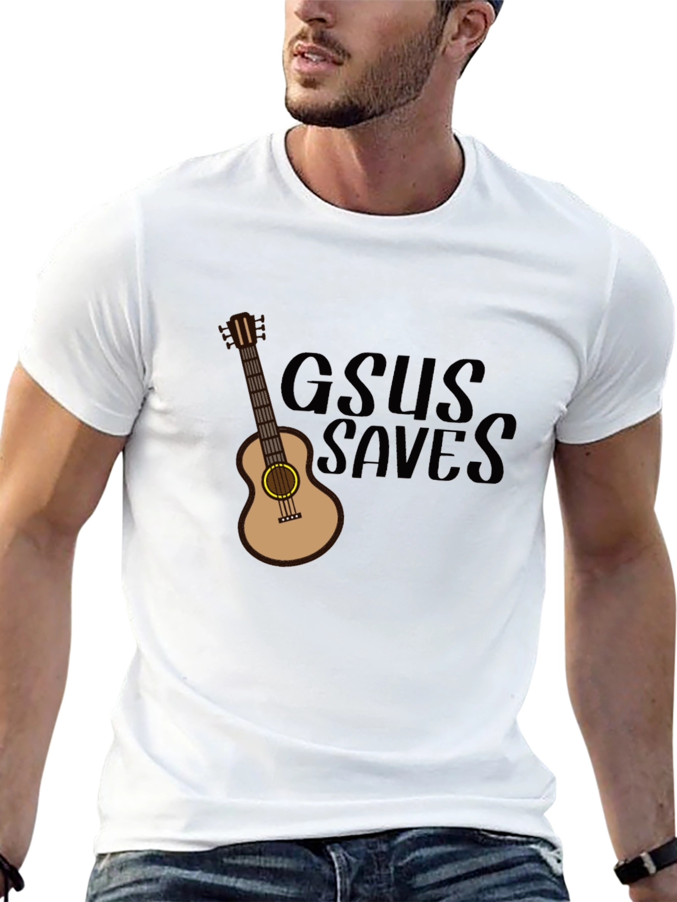 GSUS Saves Guitar Graphic Tee - Black