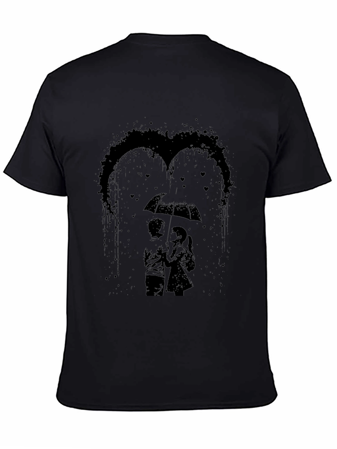 Romantic Couple Under Umbrella Graphic Tee