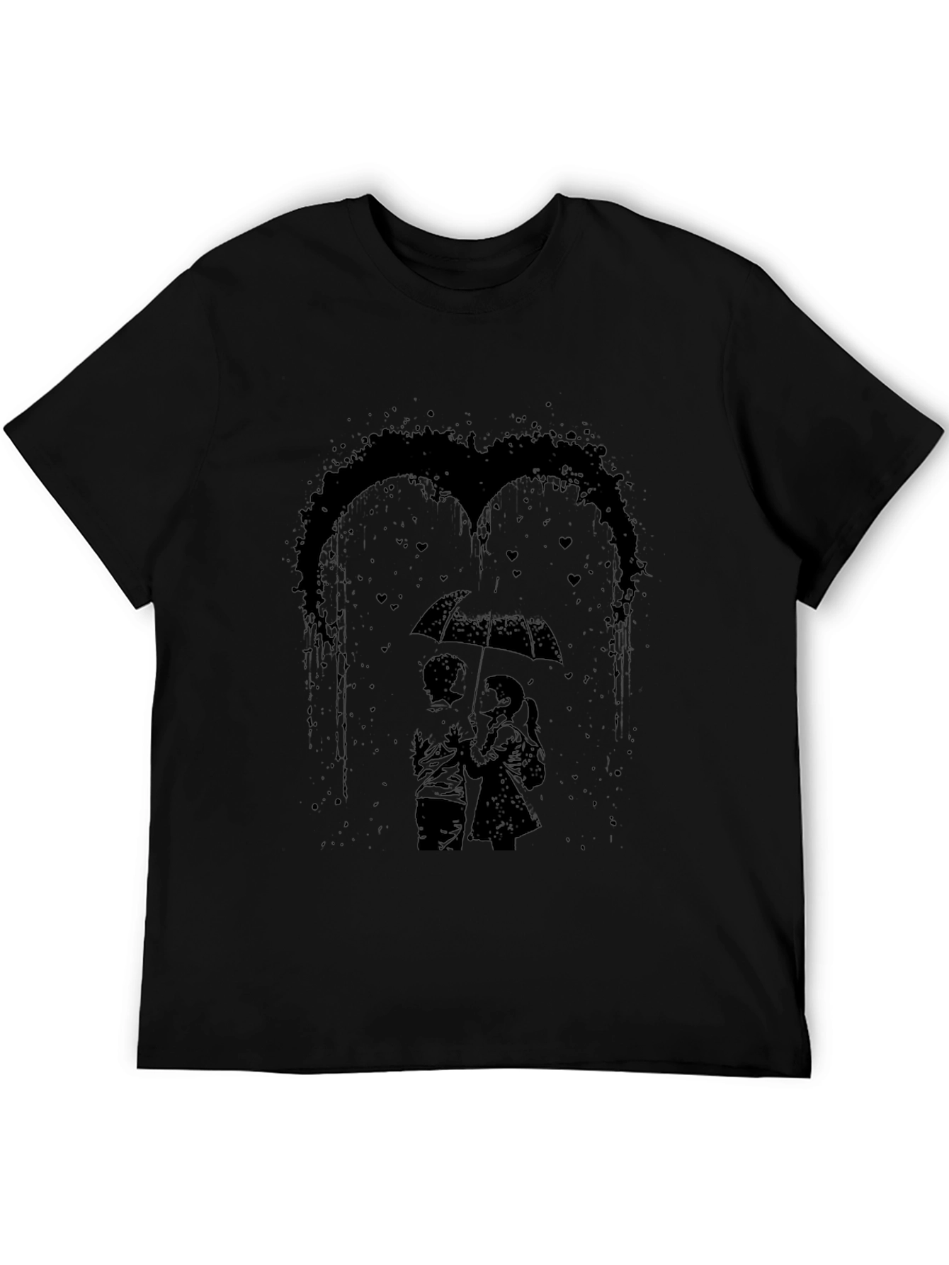 Romantic Couple Under Umbrella Graphic Tee