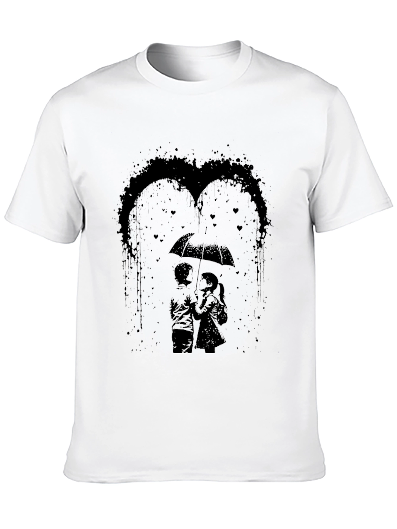 Romantic Couple Under Umbrella Graphic Tee