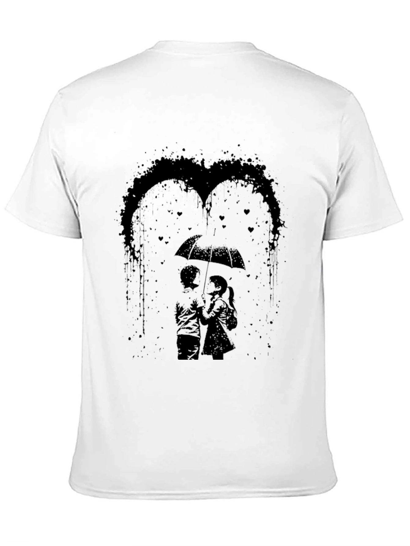 Romantic Couple Under Umbrella Graphic Tee