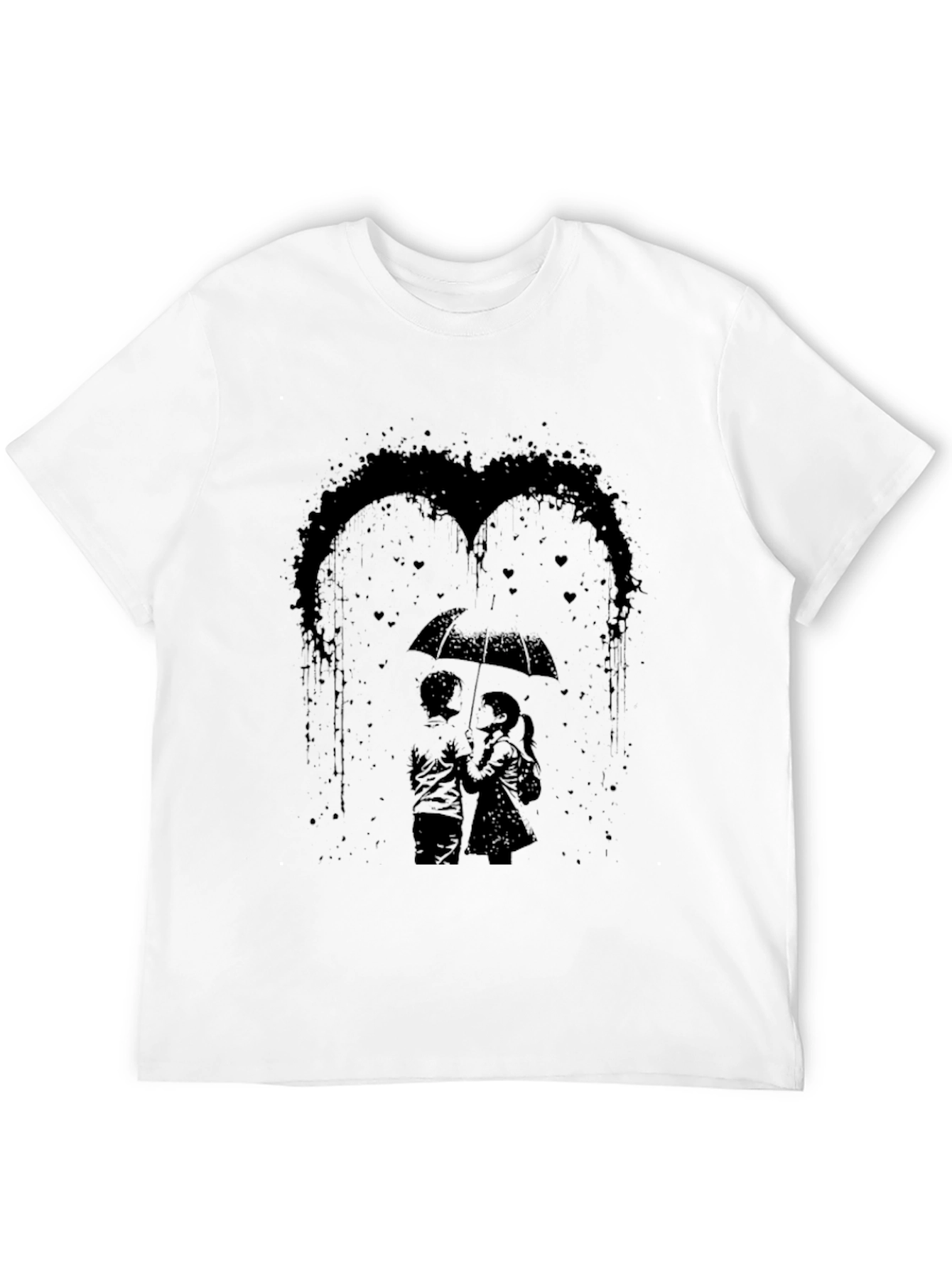 Romantic Couple Under Umbrella Graphic Tee
