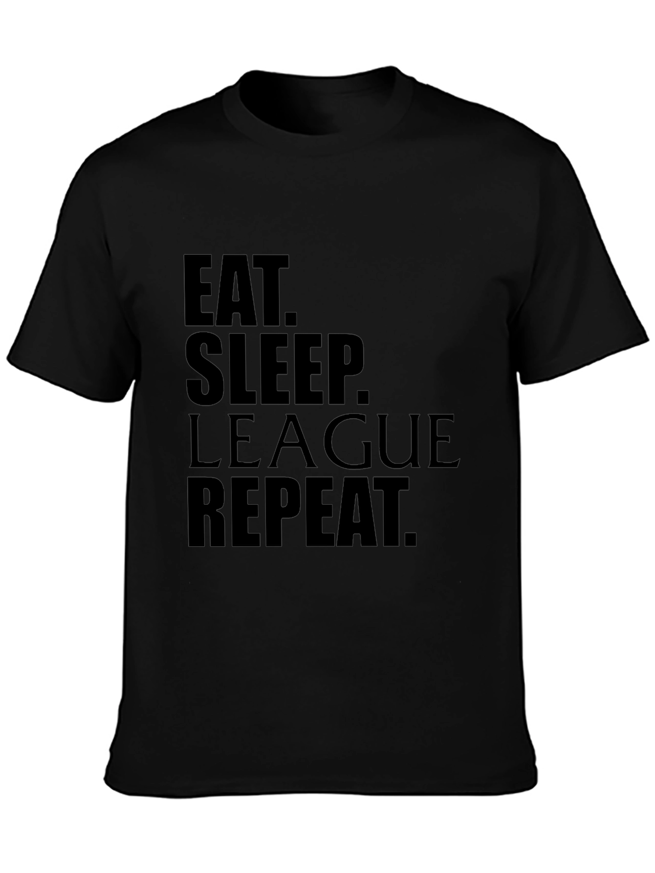 Eat Sleep League Repeat Black Graphic Tee