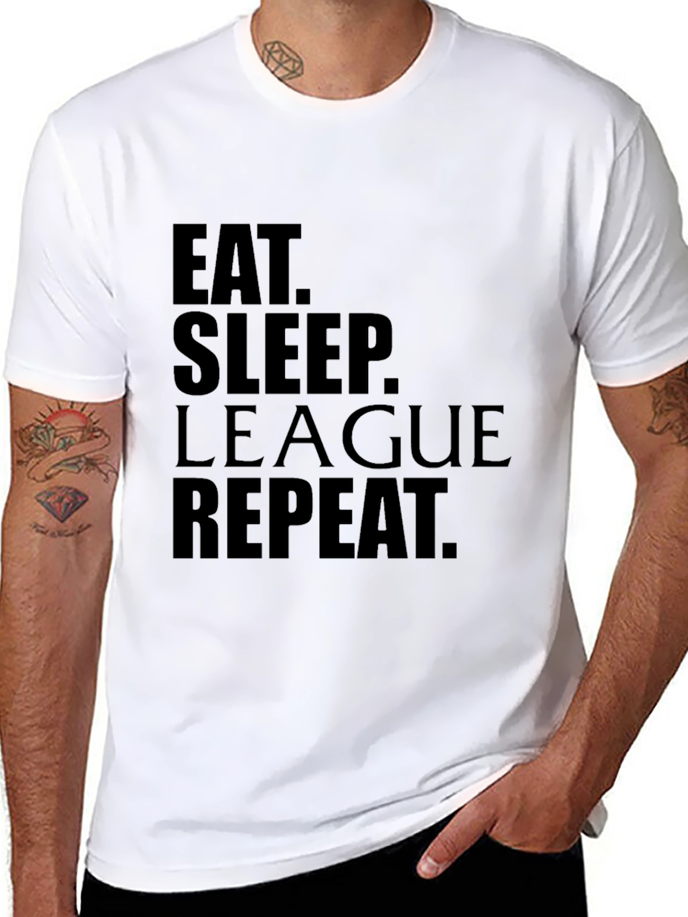 Eat Sleep League Repeat Black Graphic Tee