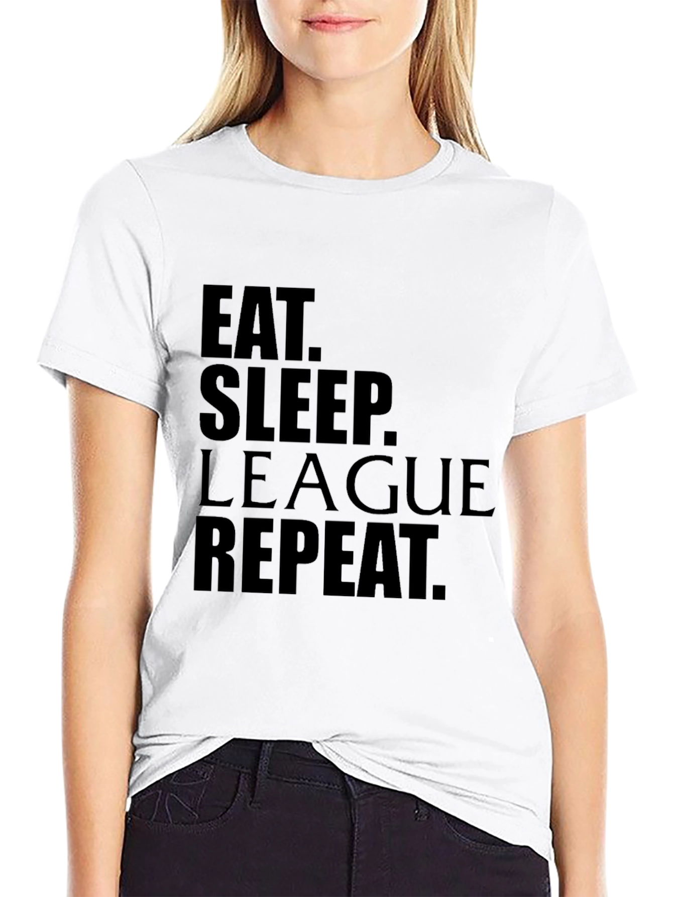 Eat Sleep League Repeat Black Graphic Tee