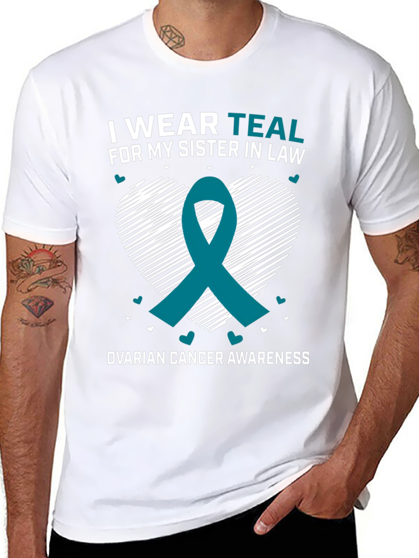 Teal Ribbon Ovarian Cancer Awareness T-Shirt
