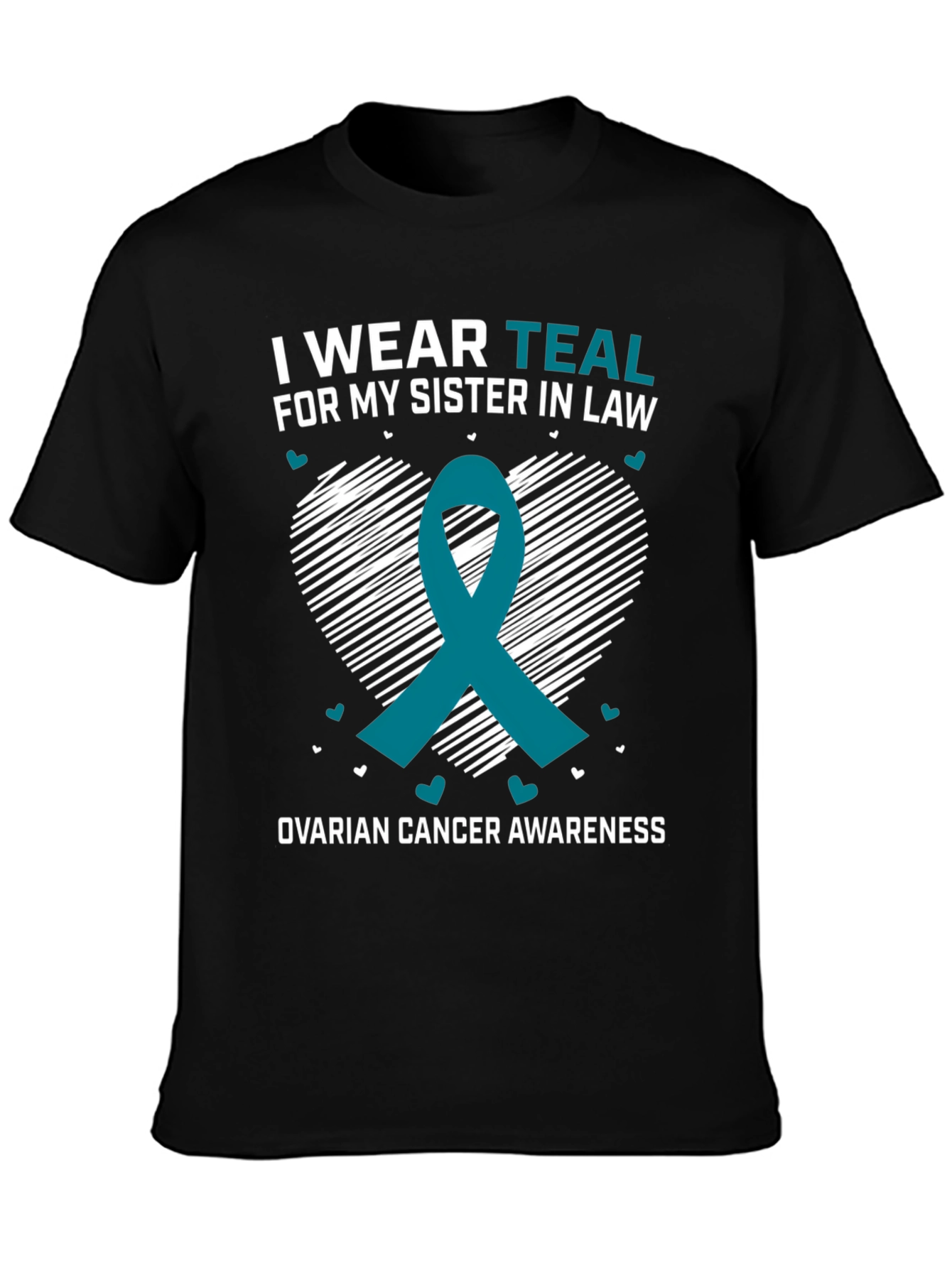 Teal Ribbon Ovarian Cancer Awareness T-Shirt