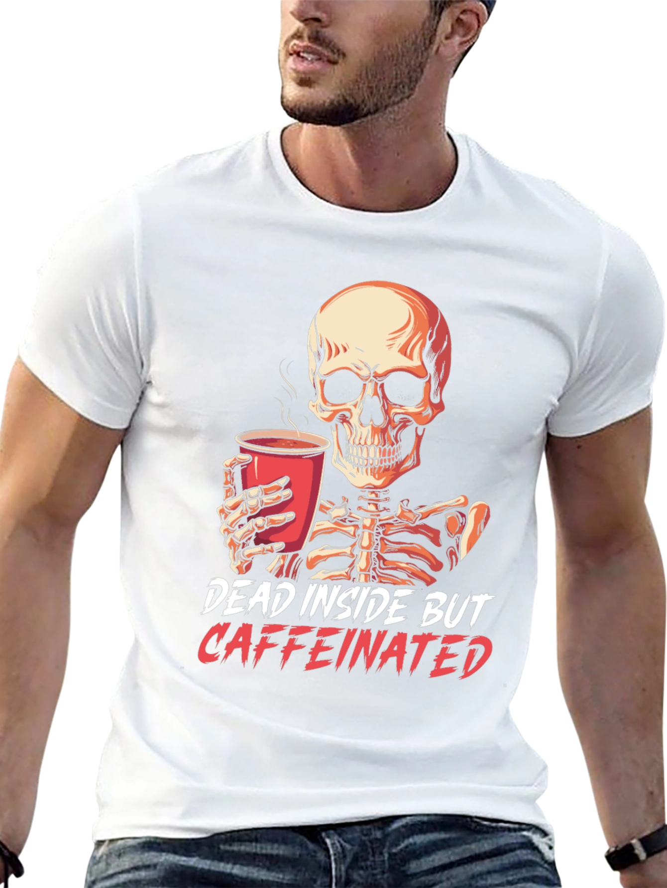 Dead Inside But Caffeinated Skeleton T-Shirt