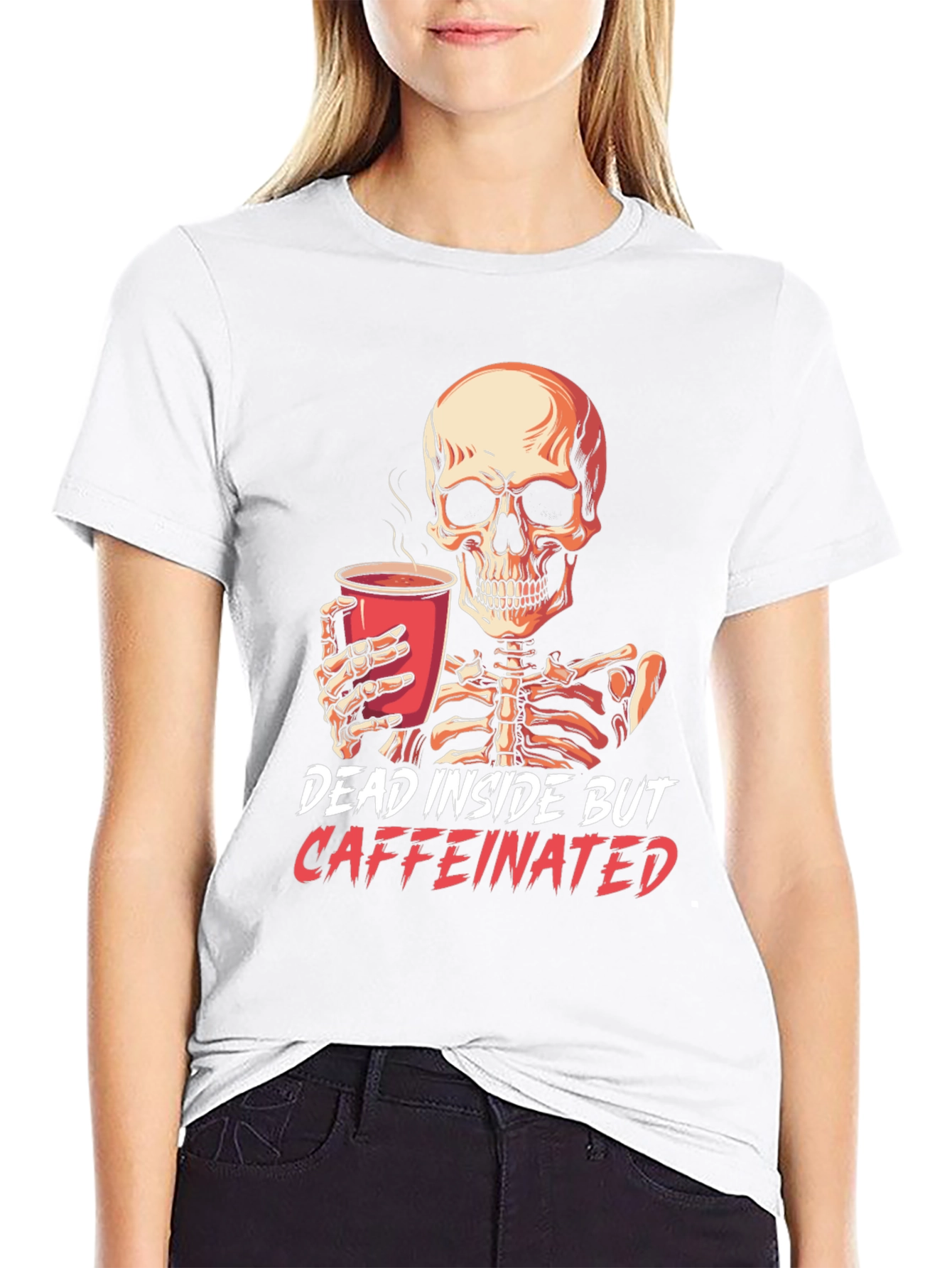 Dead Inside But Caffeinated Skeleton T-Shirt