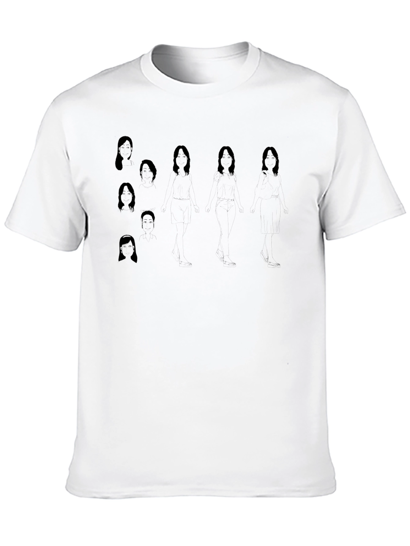 Silhouette Womens Faces Graphic Tee - Black