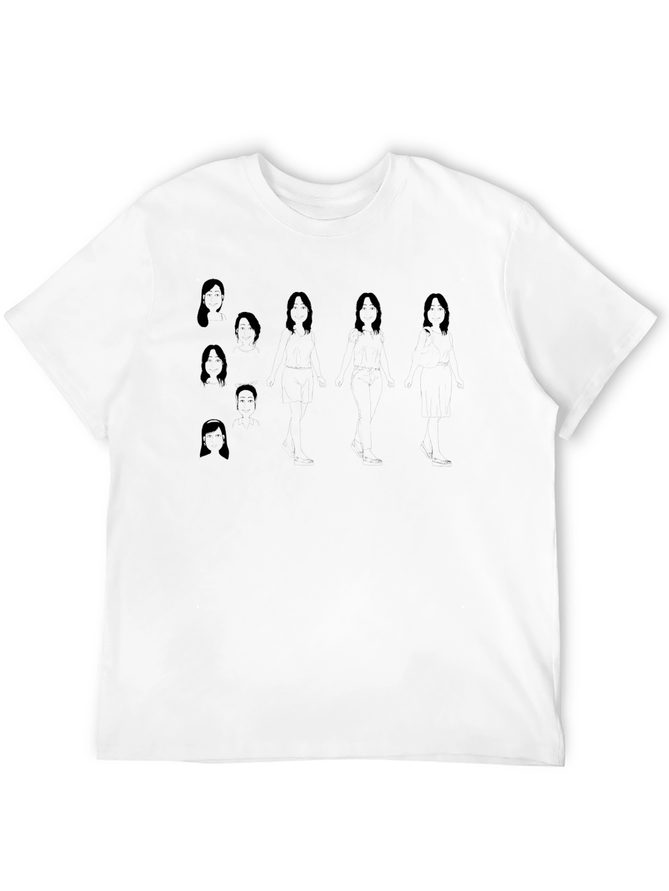 Silhouette Womens Faces Graphic Tee - Black